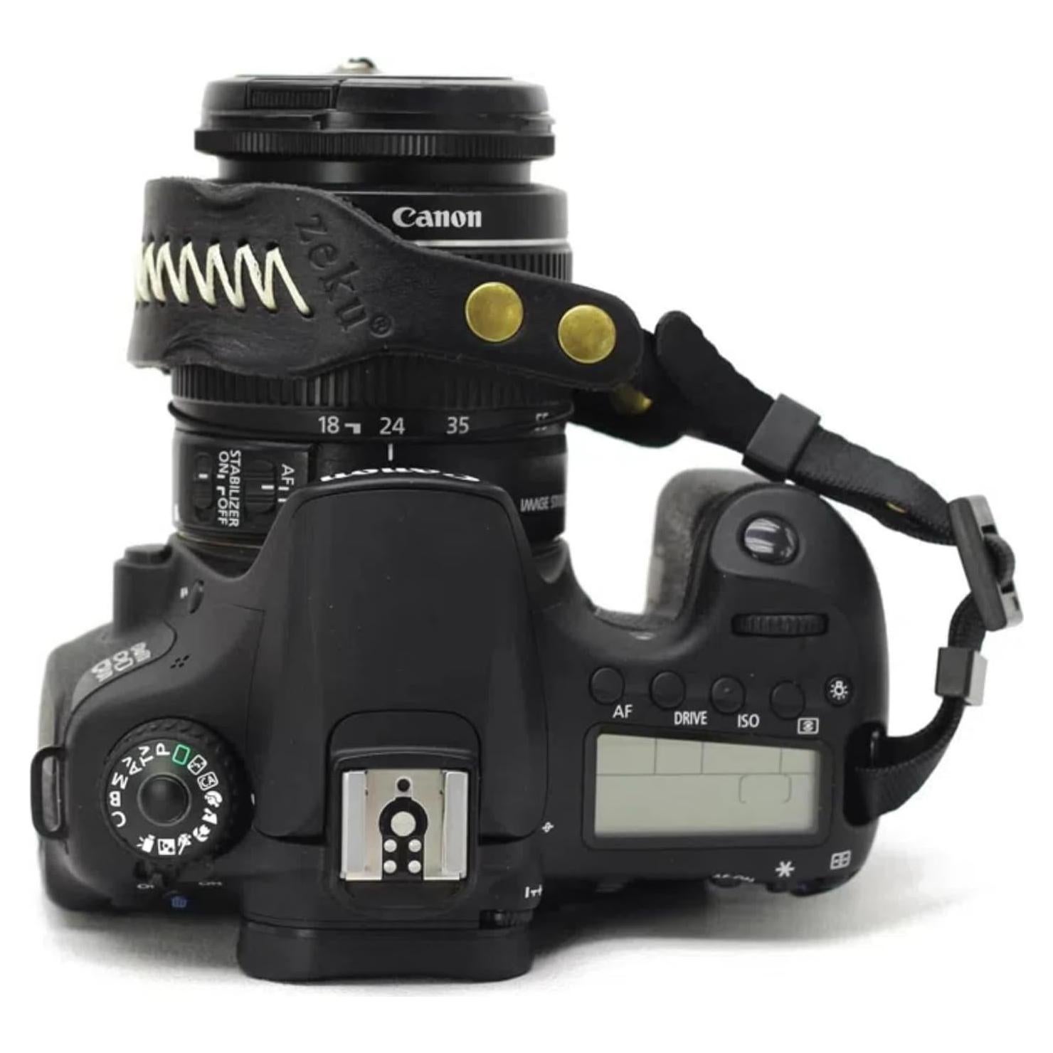 Correa de Muñeca para Cámara Bebaimis de Cuero Negro Ajustable