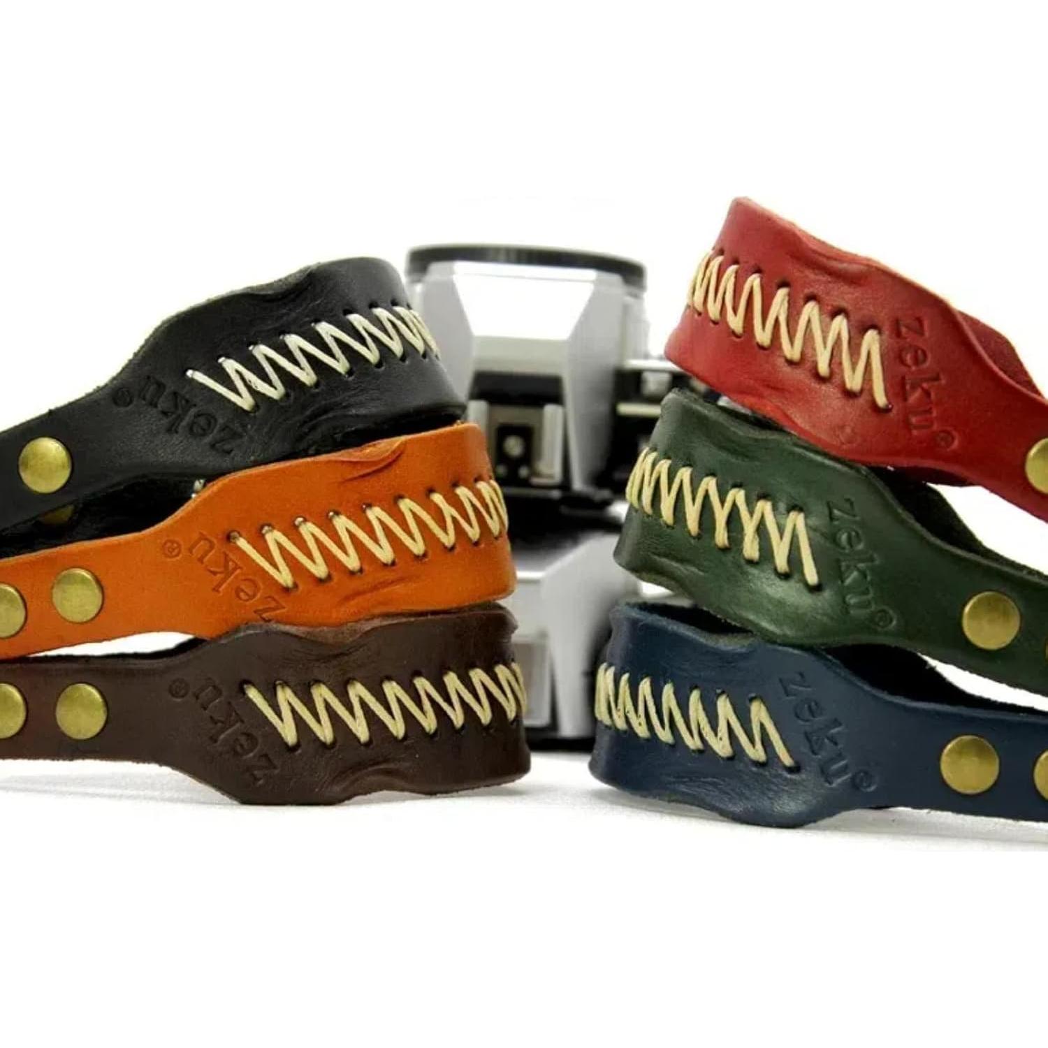 Correa de Muñeca para Cámara Bebaimis de Cuero Negro Ajustable