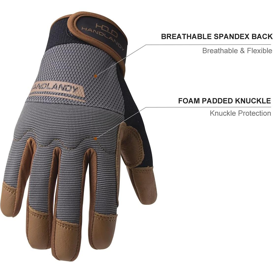 Guantes de Trabajo HLDD HANDLANDY Medianos de Cuero Marrón