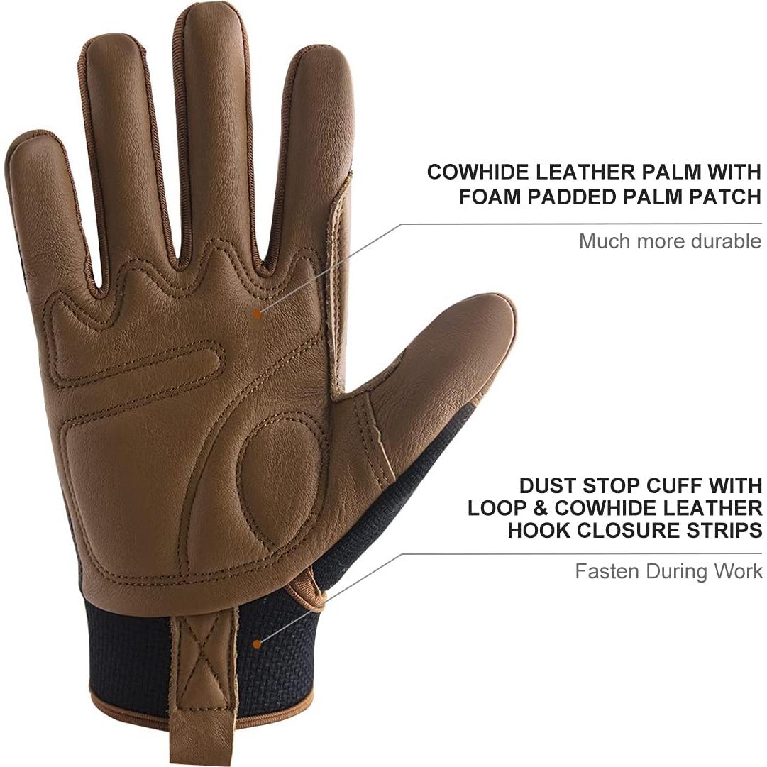 Guantes de Trabajo HLDD HANDLANDY Medianos de Cuero Marrón