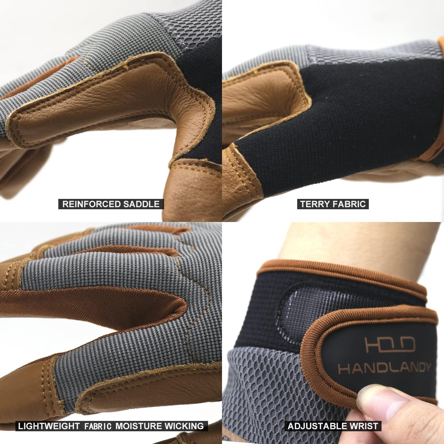 Guantes de Trabajo HLDD HANDLANDY Medianos de Cuero Marrón