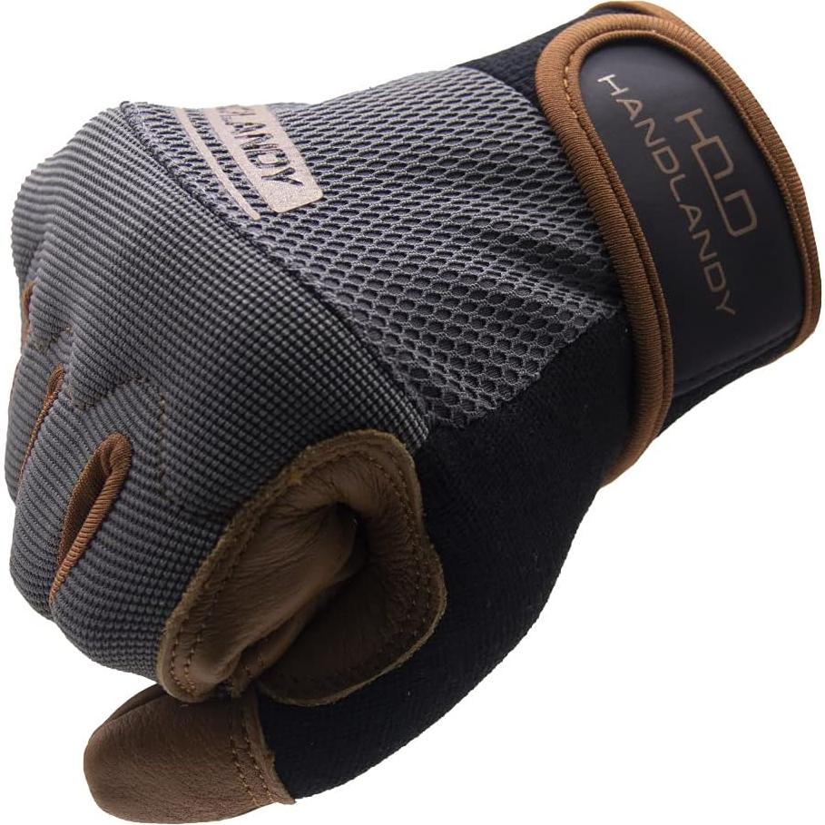 Guantes de Trabajo HLDD HANDLANDY Medianos de Cuero Marrón