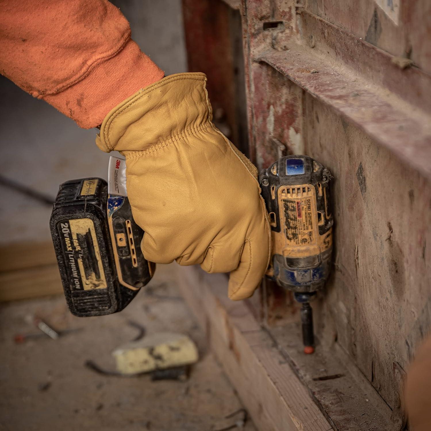 Guantes de Trabajo Wells Lamont 1108L Cuero Aislados Amarillo