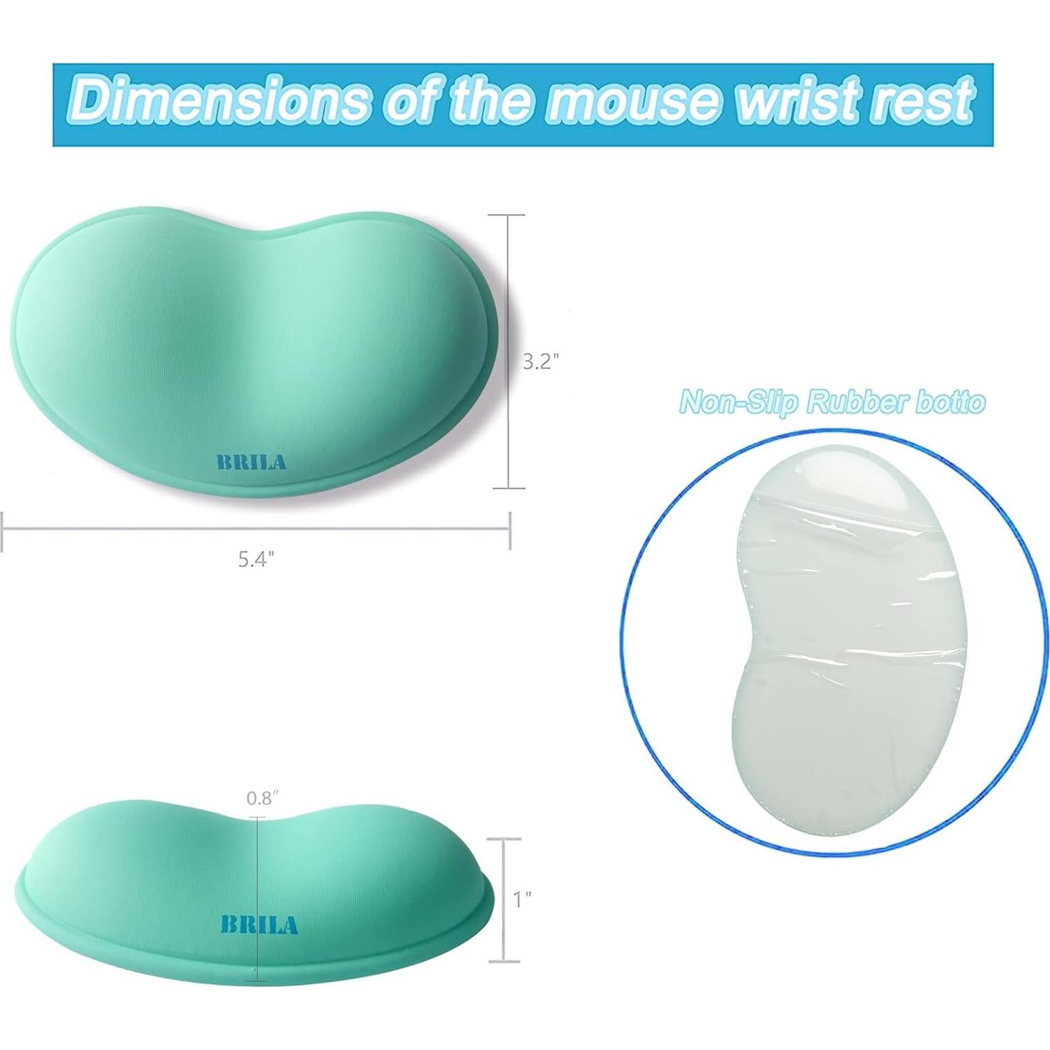 Reposamuñecas Ergonómico BRILA de Gel Silicona PU Acuamarina