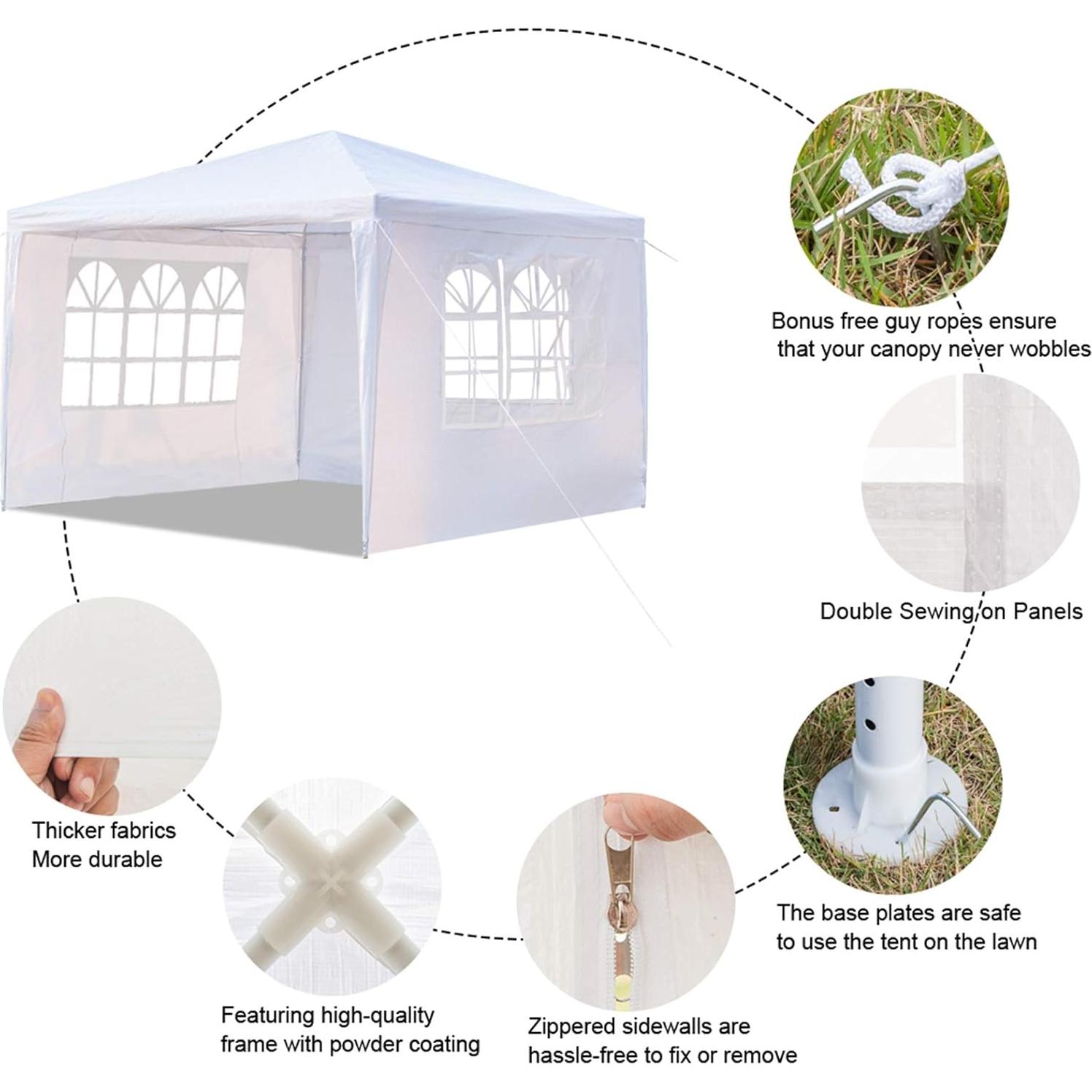 Carpa de Boda Impermeable 3x3m Pinikuyiro Blanca