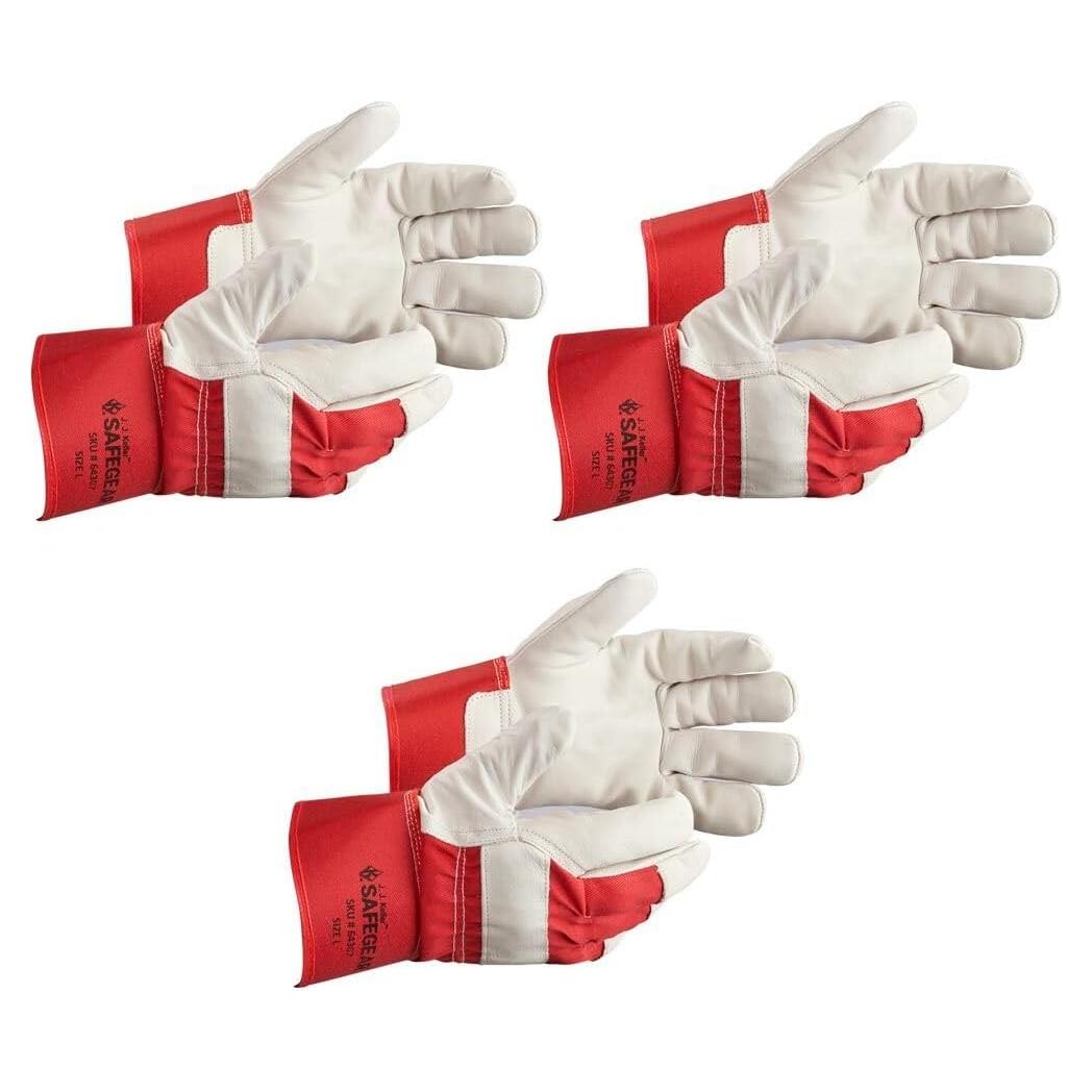 Guantes de Trabajo J. J. Keller SAFEGEAR de Cuero Rojo - 3 Pares