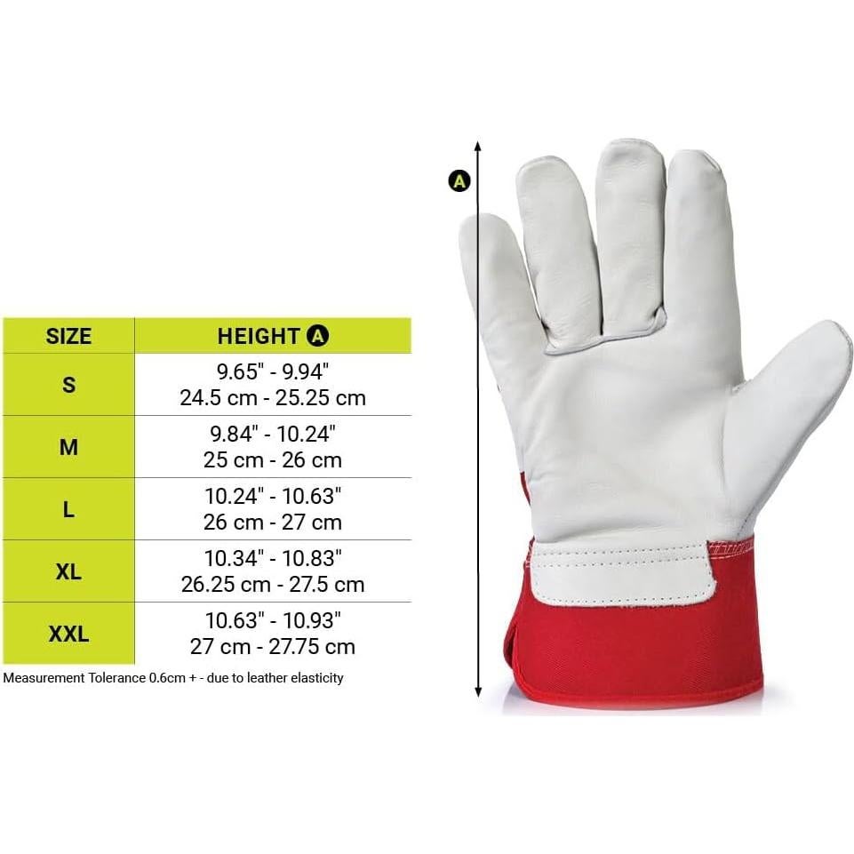 Guantes de Trabajo J. J. Keller SAFEGEAR de Cuero Rojo - 3 Pares