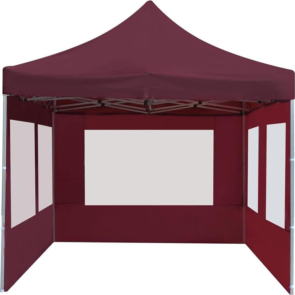 Carpa de Fiesta Plegable GROSERY 5.7x3m Rojo Vino con Paredes