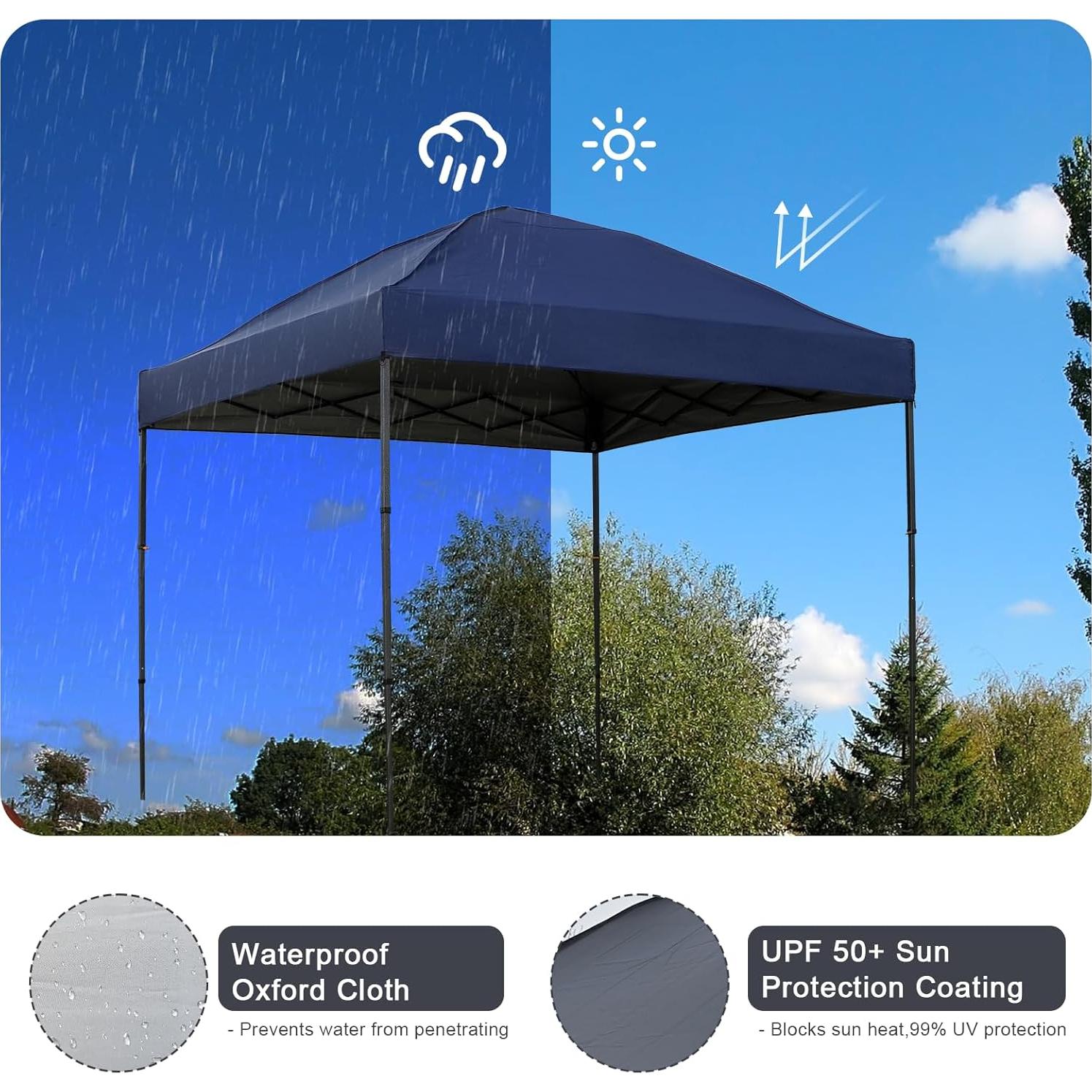 Carpa Plegable 3x3m AERGERGER Impermeable con 2 Paredes Laterales