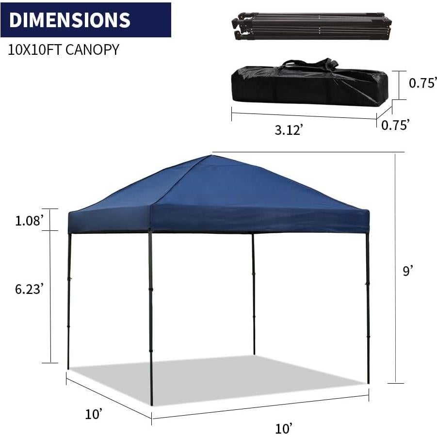 Carpa Plegable 3x3m AERGERGER Impermeable con 2 Paredes Laterales