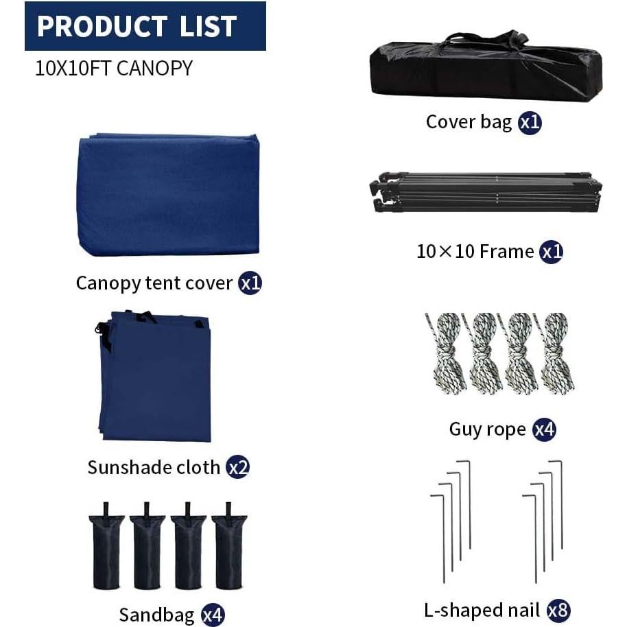 Carpa Plegable 3x3m AERGERGER Impermeable con 2 Paredes Laterales