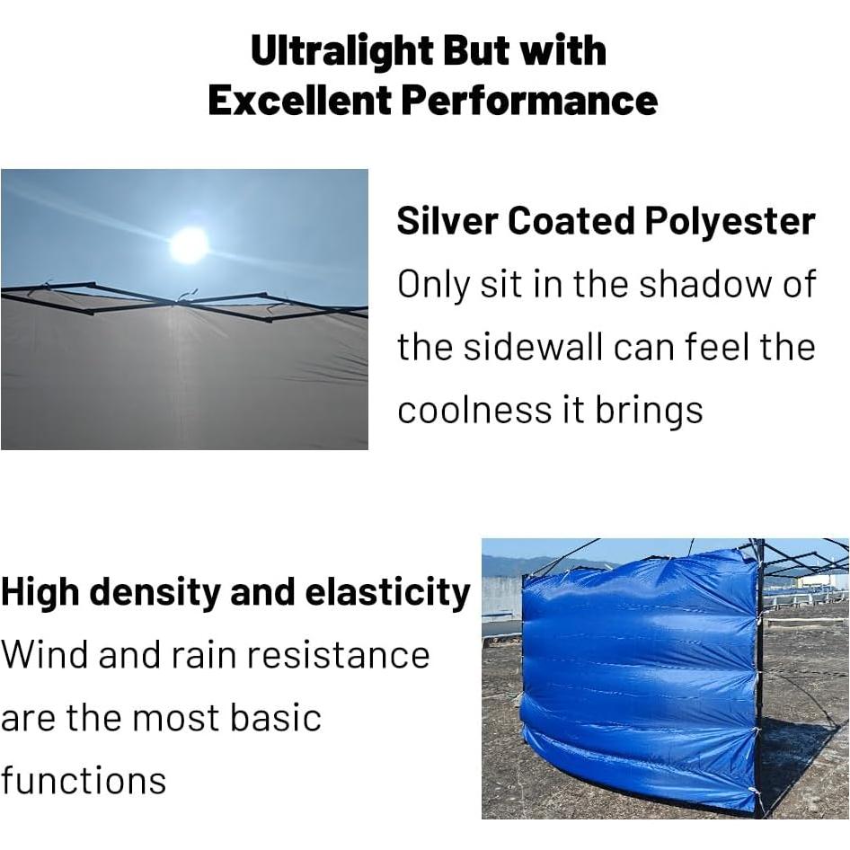 Pared Lateral Ultraligera MQoutdoor para Carpa 10x3 m Negra