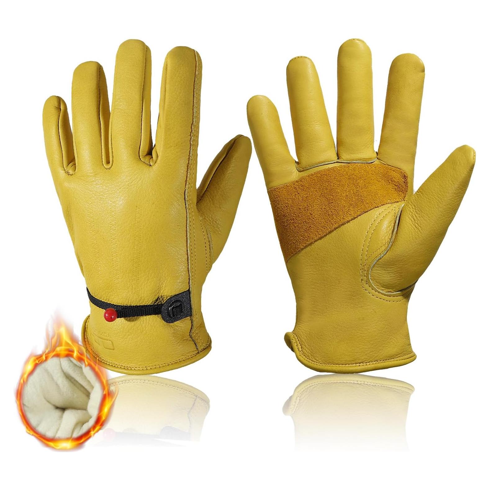 Guantes de Trabajo de Cuero HLDD HANDLANDY Térmicos Amarillo