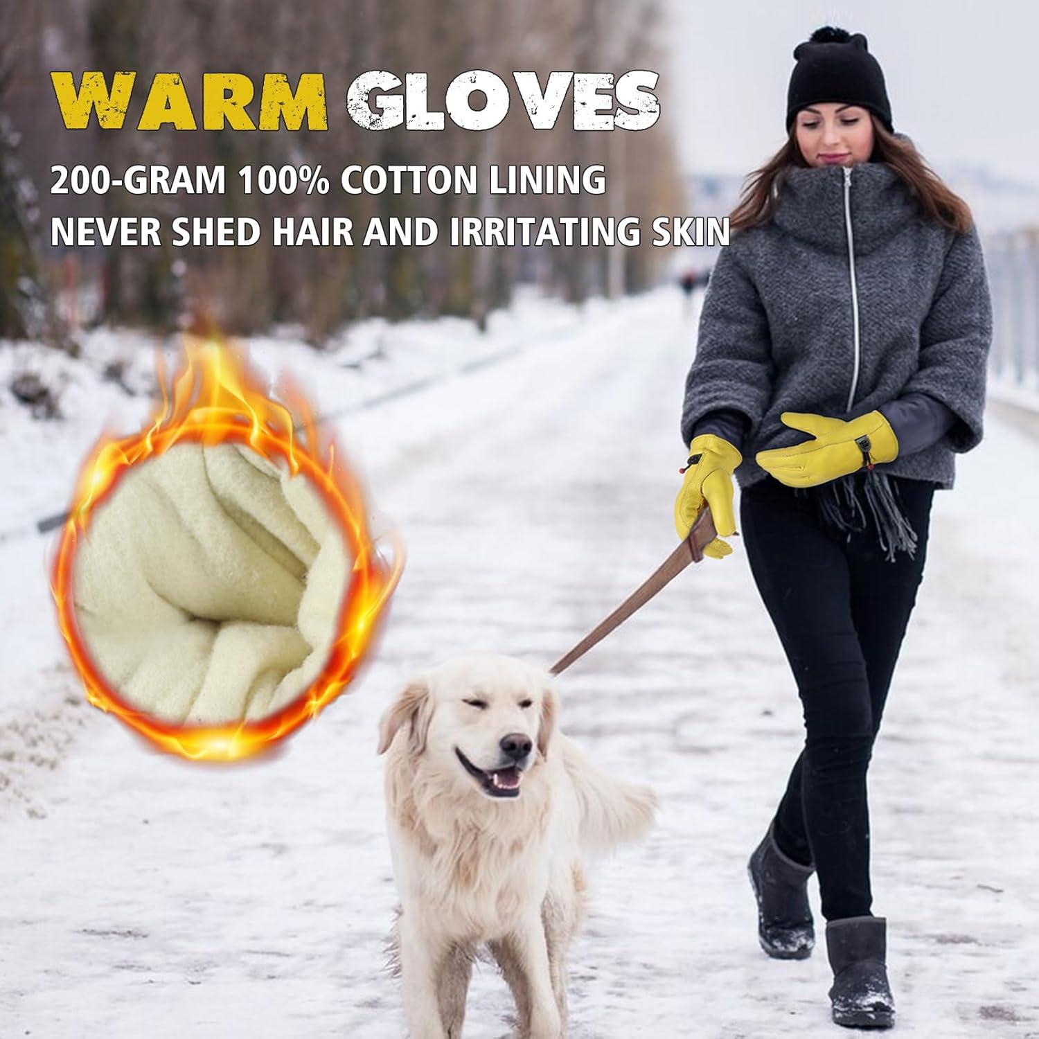 Guantes de Trabajo de Cuero HLDD HANDLANDY Térmicos Amarillo