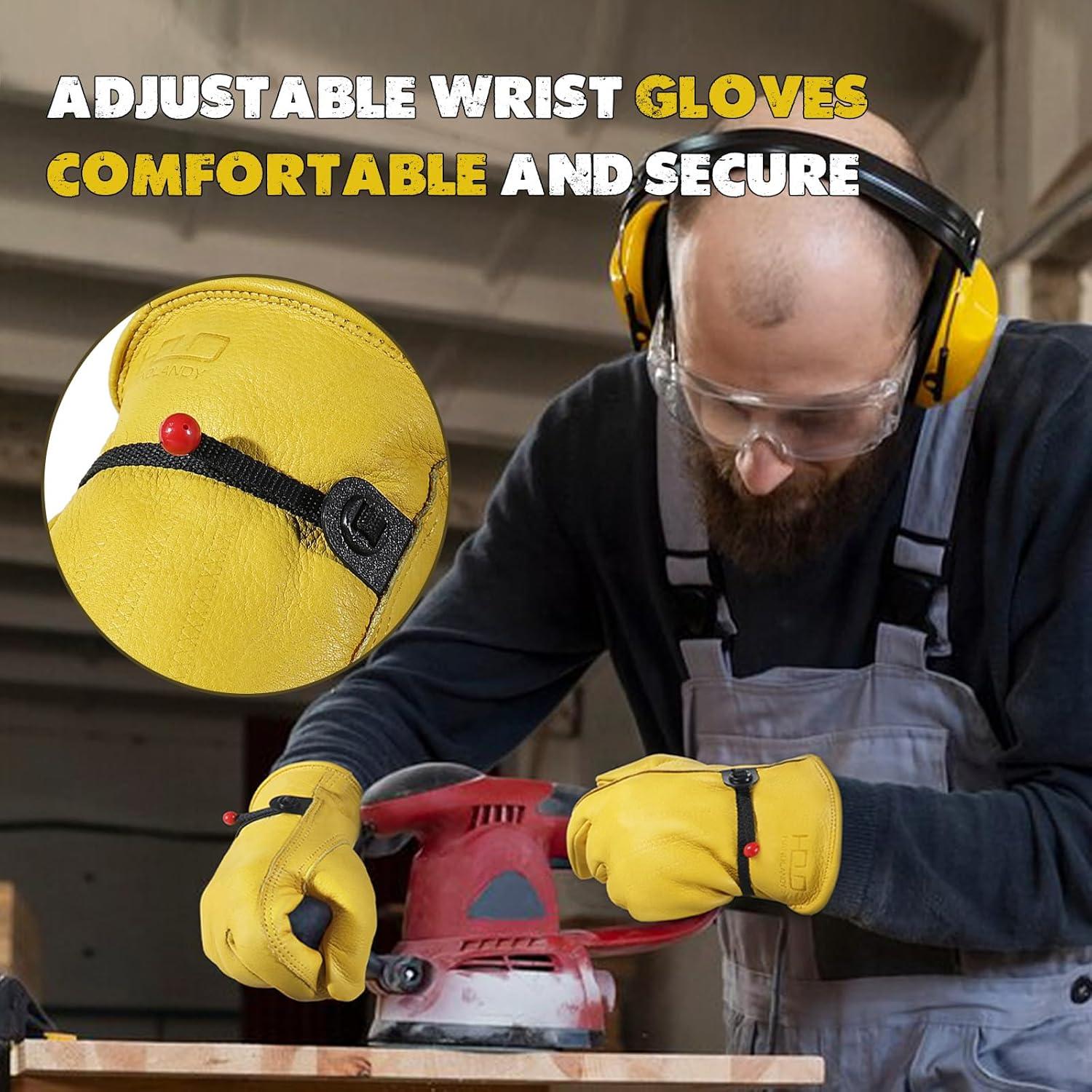 Guantes de Trabajo de Cuero HLDD HANDLANDY Térmicos Amarillo