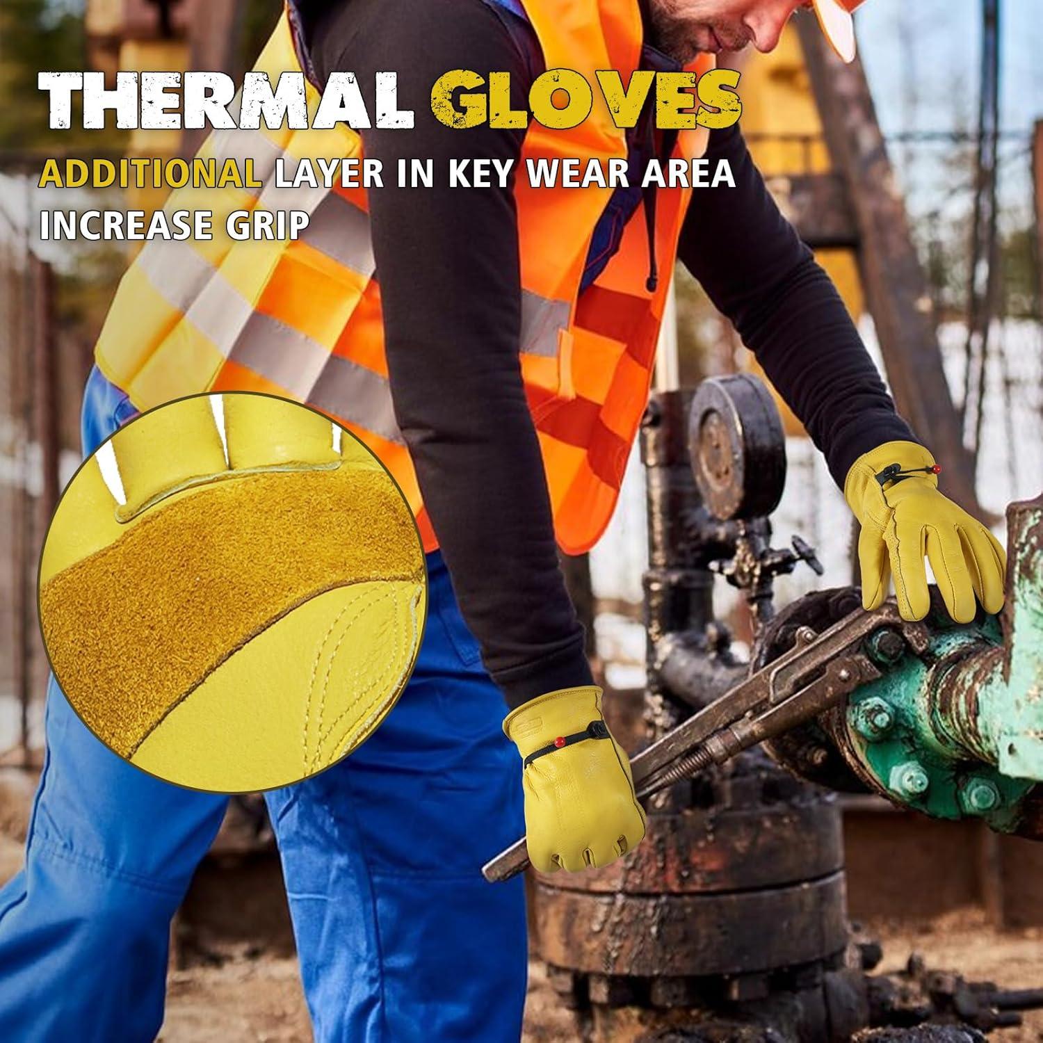 Guantes de Trabajo de Cuero HLDD HANDLANDY Térmicos Amarillo