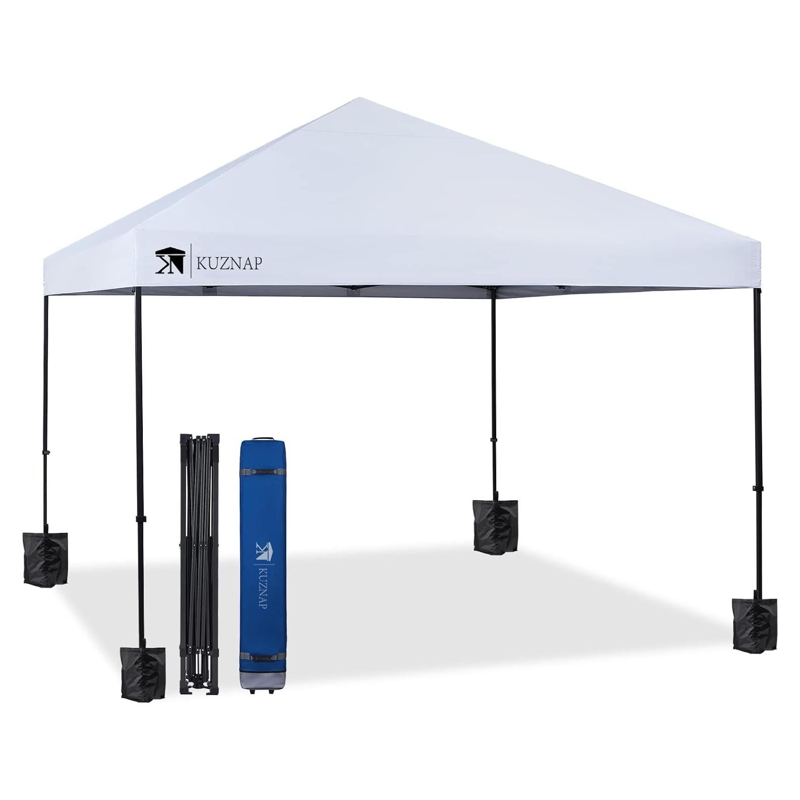 Carpa Plegable 12x12 KUZNAP Blanca Impermeable con Accesorios