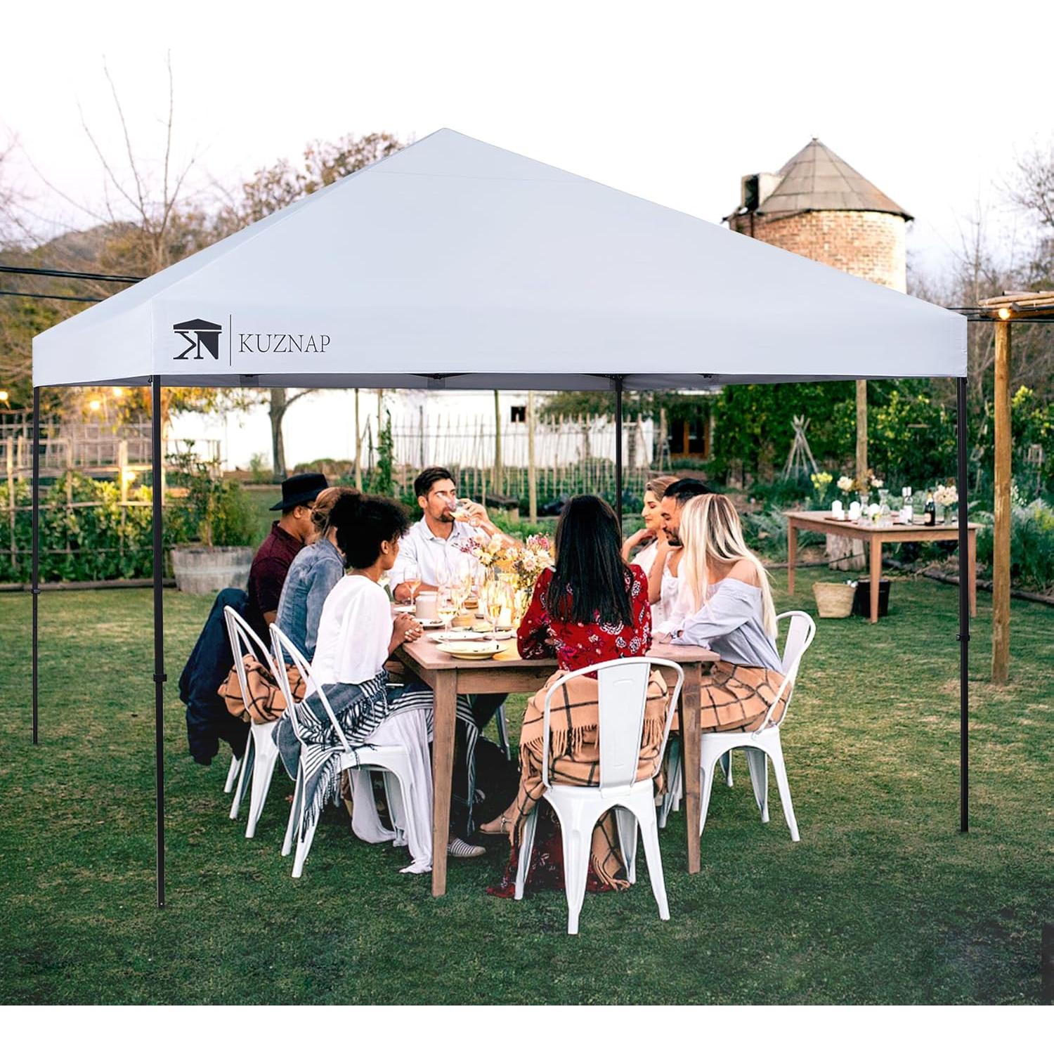 Carpa Plegable 12x12 KUZNAP Blanca Impermeable con Accesorios