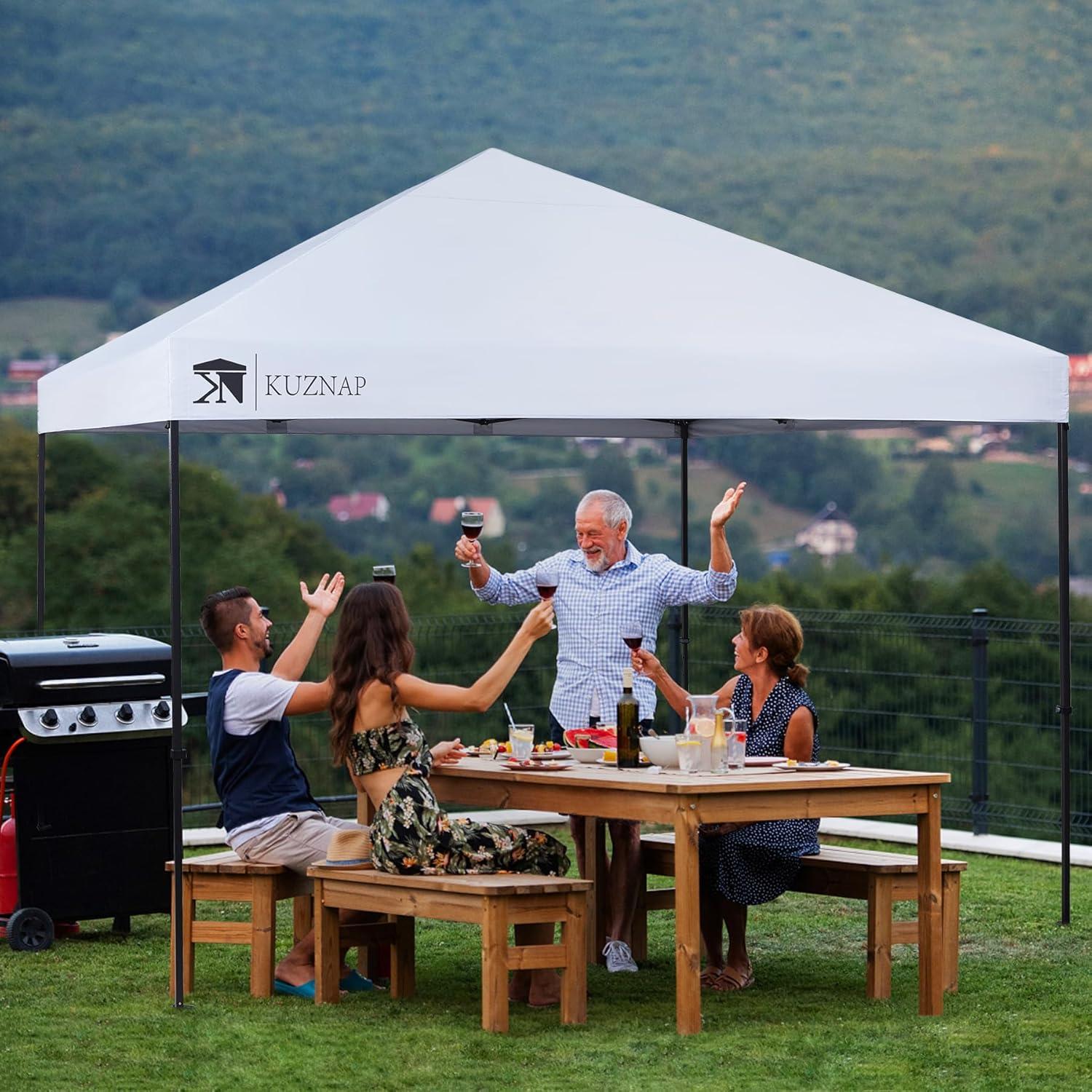 Carpa Plegable 12x12 KUZNAP Blanca Impermeable con Accesorios