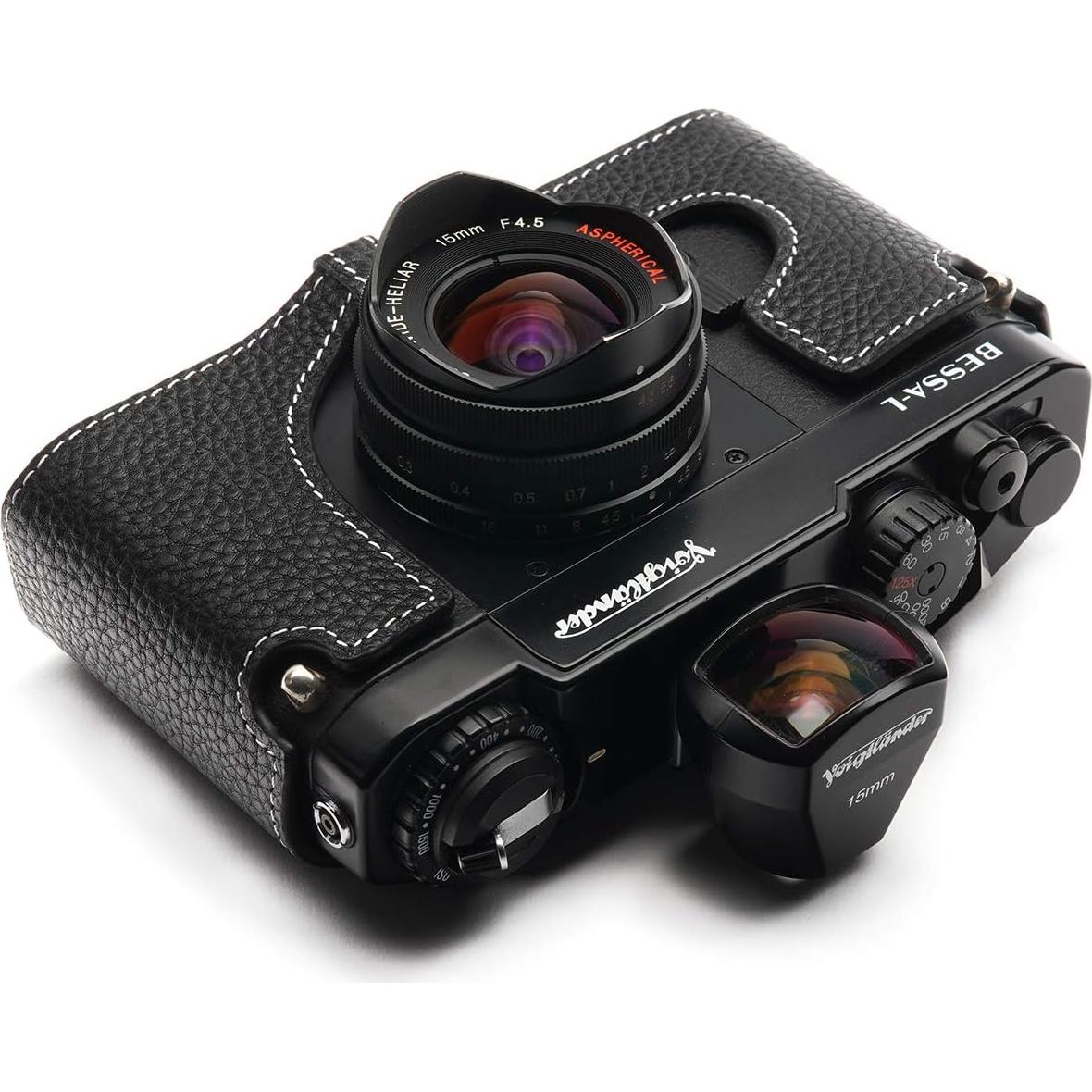 Funda de Cuero Real para Cámara Voigtlander Bessa-R Bessa-L Negra