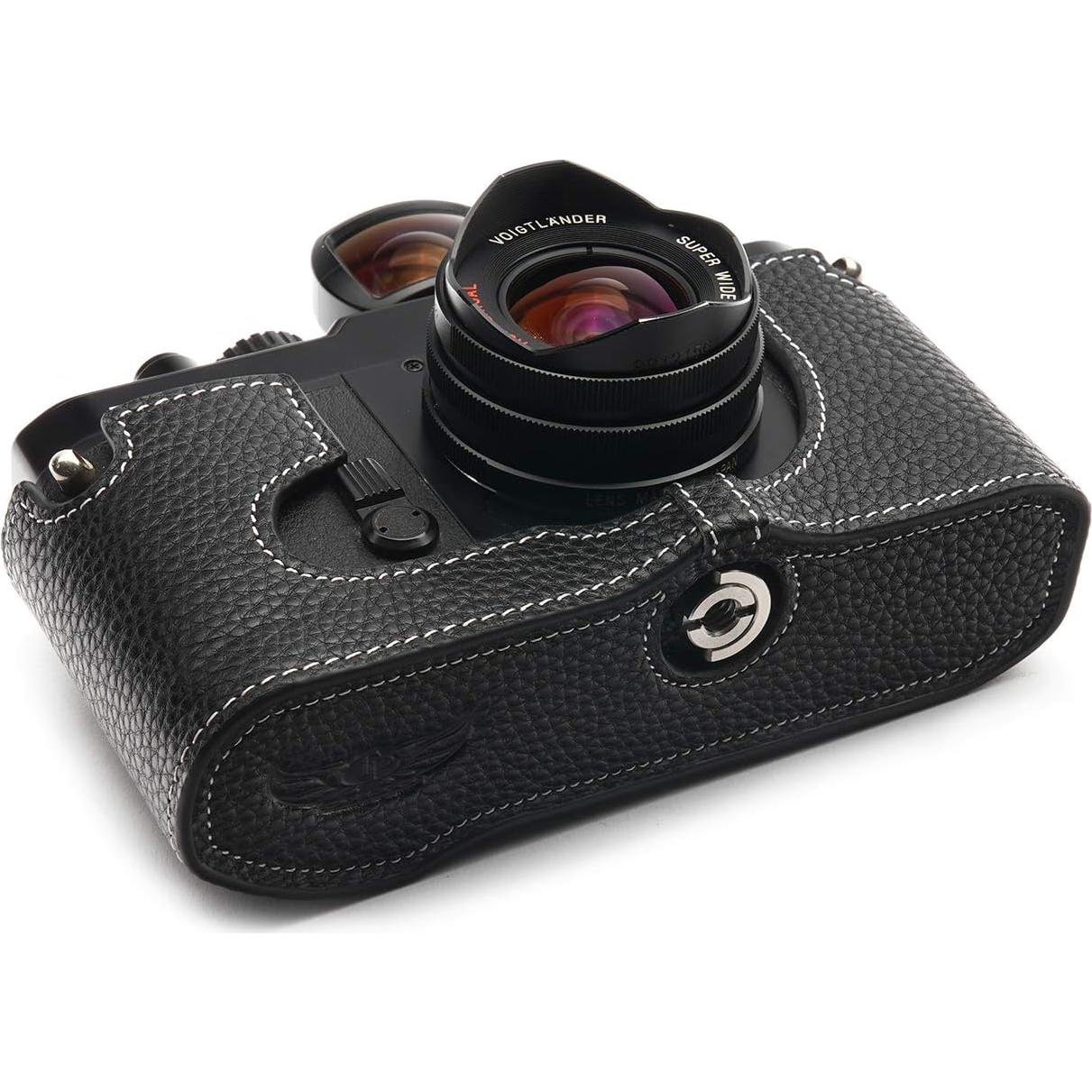 Funda de Cuero Real para Cámara Voigtlander Bessa-R Bessa-L Negra