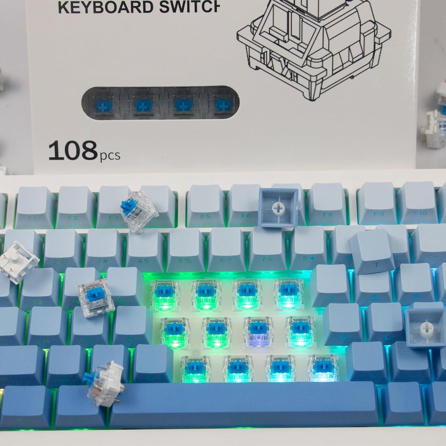 Teclado Mecánico para Juegos Gngzyte 10 Pcs Interruptores Azules