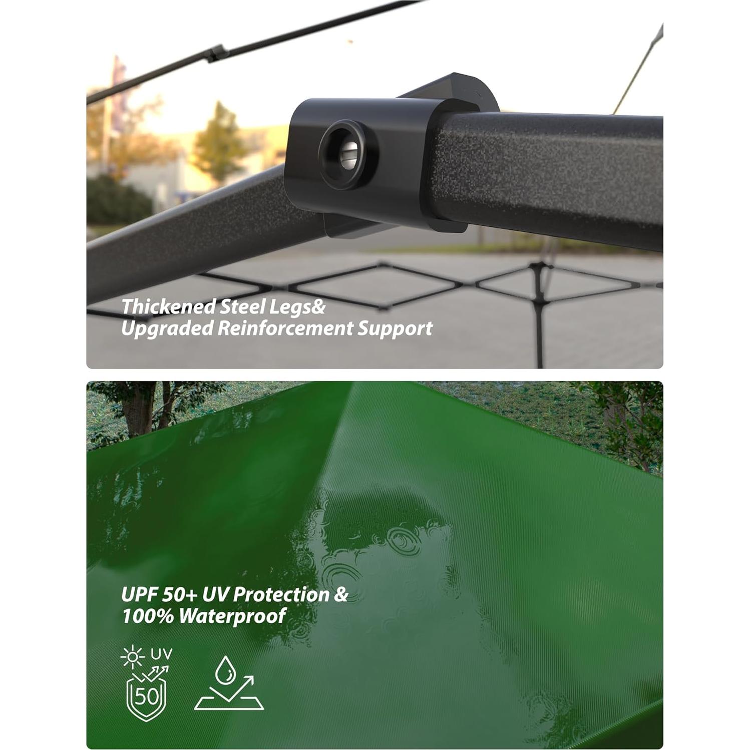 Carpa Plegable GarveeLife 10x10 Verde Impermeable UV 50+