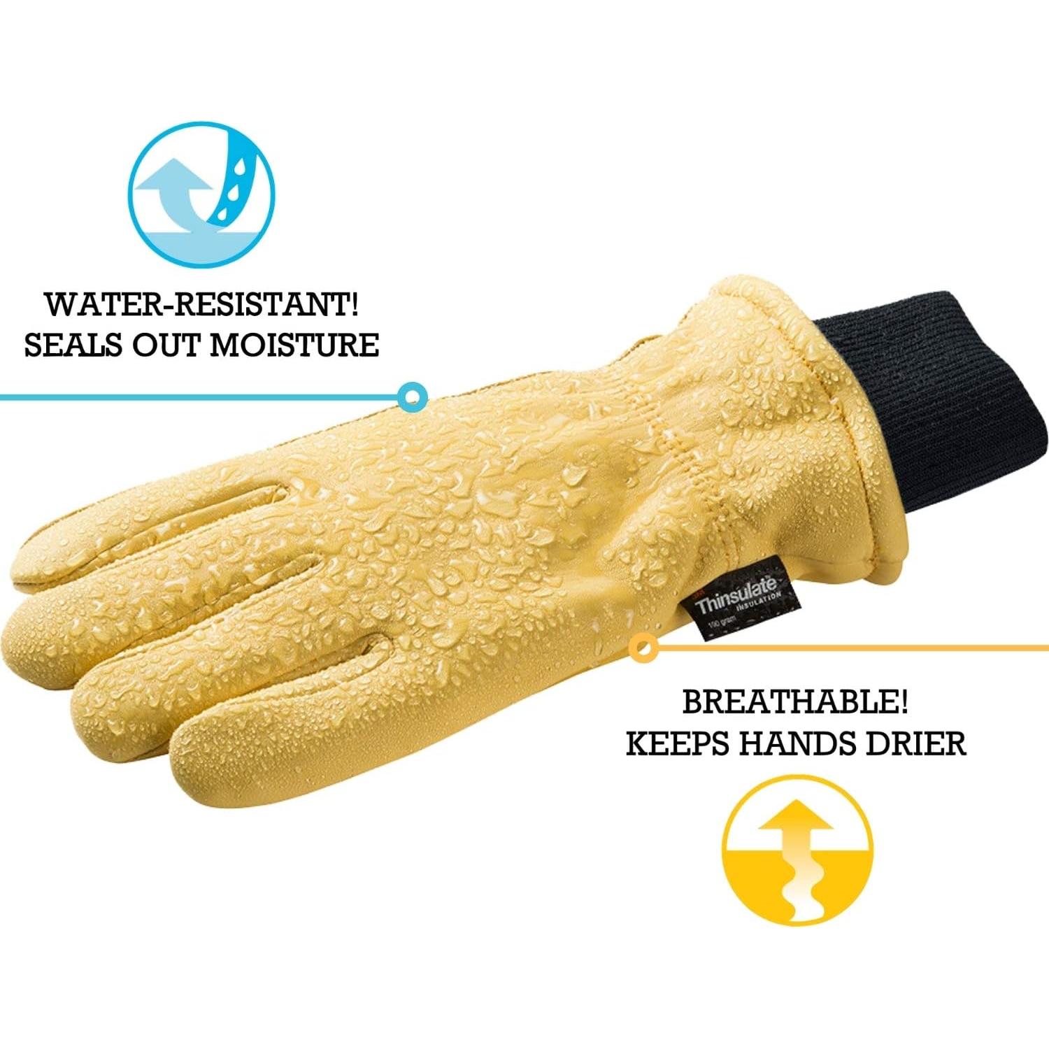 Guantes de Trabajo Invierno Wells Lamont Cuero Aislados Mediano