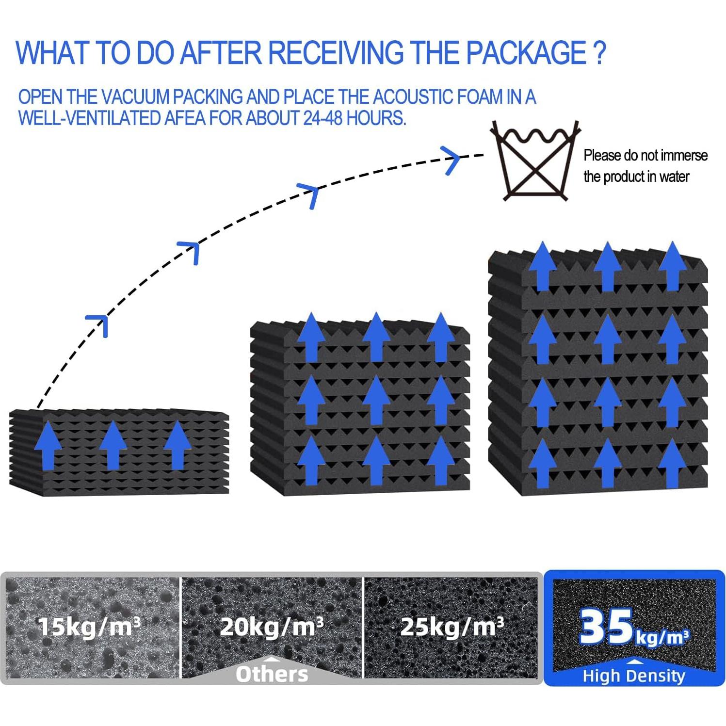 Paneles de Espuma Acústica Earppie 12PCS 5.08cm Negro