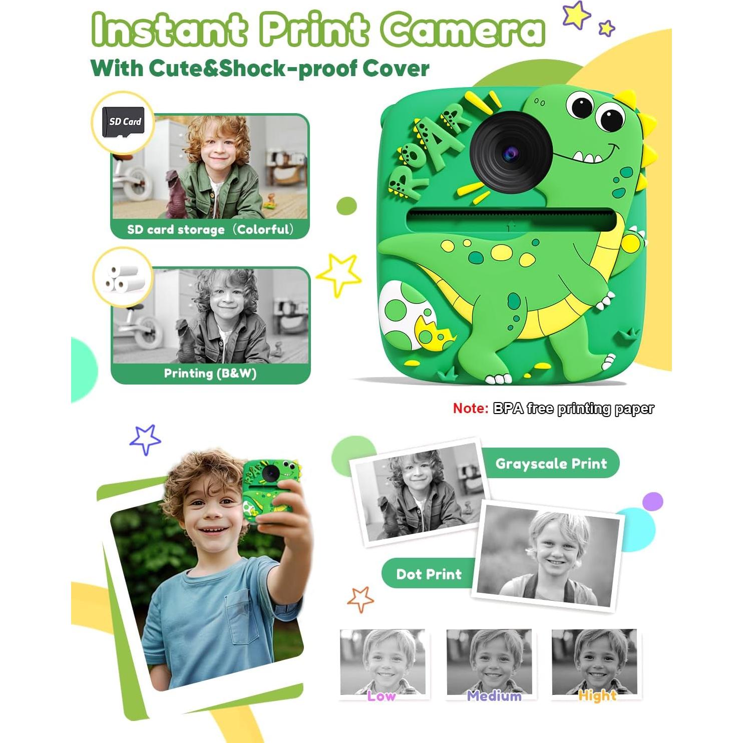 Cámara Instantánea Digital Lizzbey 48MP Verde para Niños