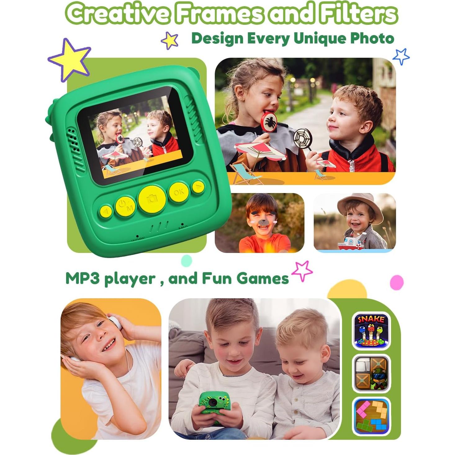 Cámara Instantánea Digital Lizzbey 48MP Verde para Niños