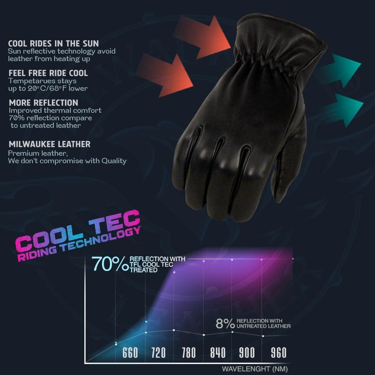 Guantes de motocicleta Milwaukee Leather MG7596 Cool-Tec Negro