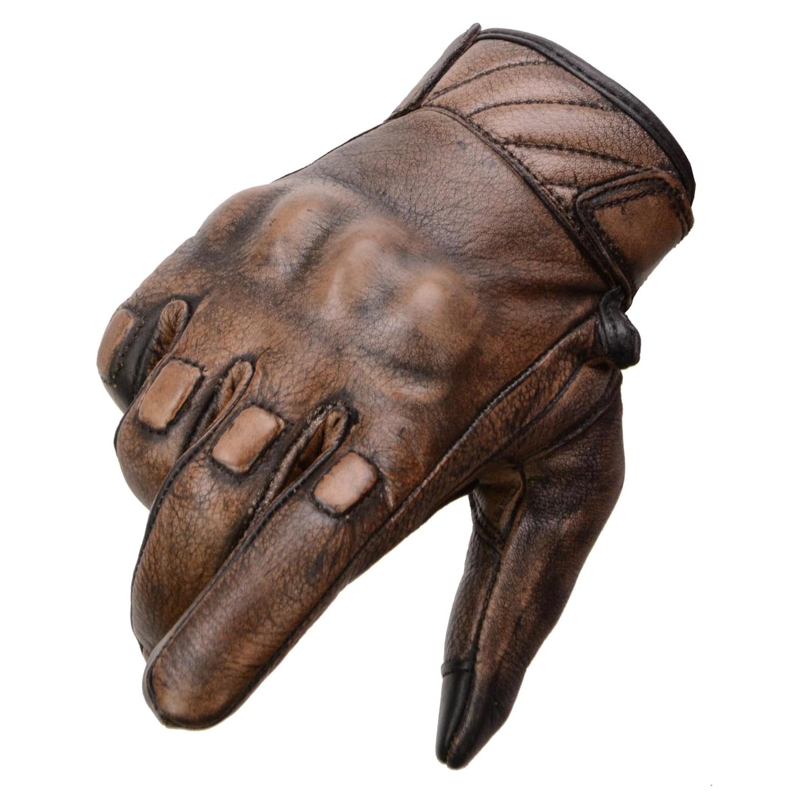 Guantes de Cuero Marrón Milwaukee Leather con Gel y Protectores