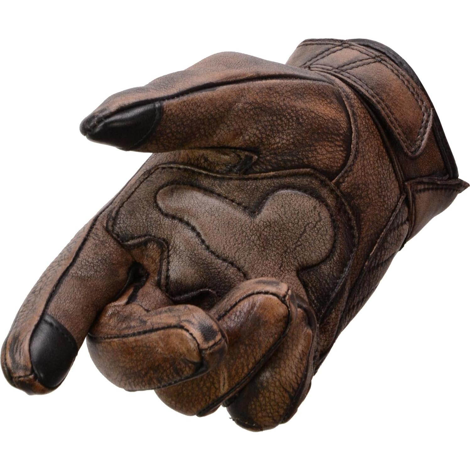 Guantes de Cuero Marrón Milwaukee Leather con Gel y Protectores