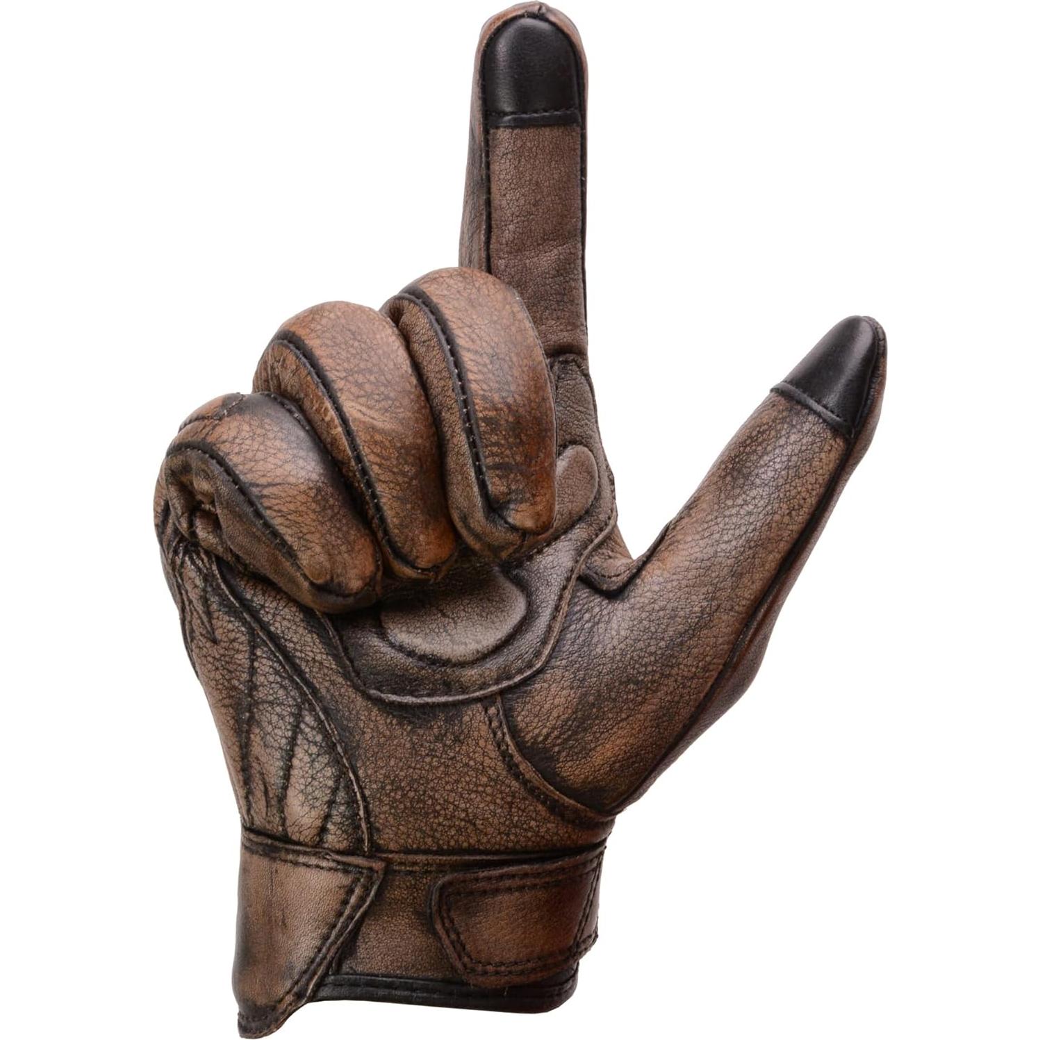 Guantes de Cuero Marrón Milwaukee Leather con Gel y Protectores