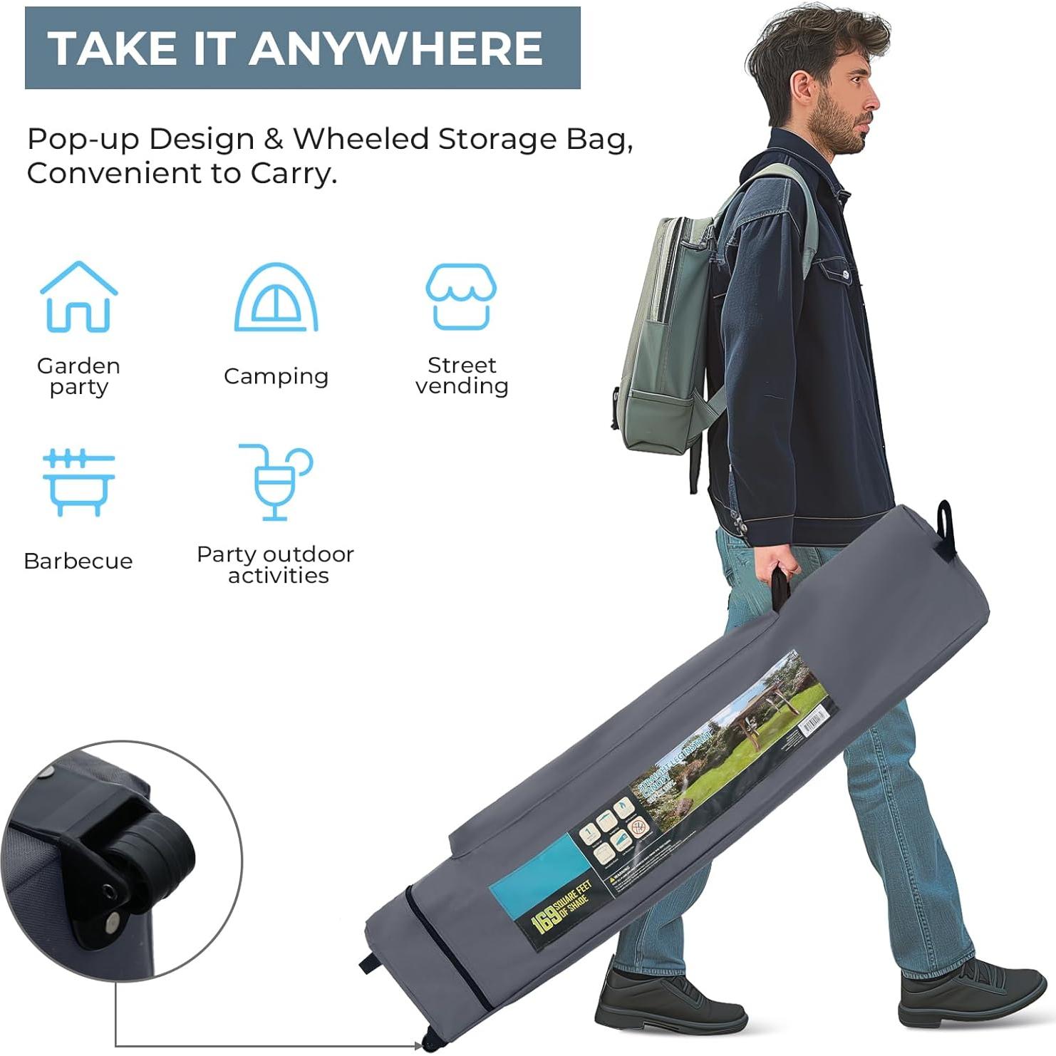 Tienda de Dosel Pop Up 3x3 m GREEN PARTY Azul con Protección UV