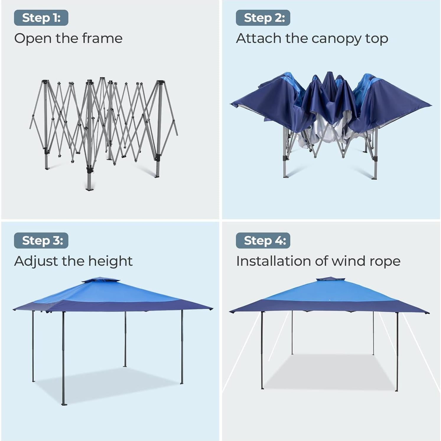 Tienda de Dosel Pop Up 3x3 m GREEN PARTY Azul con Protección UV