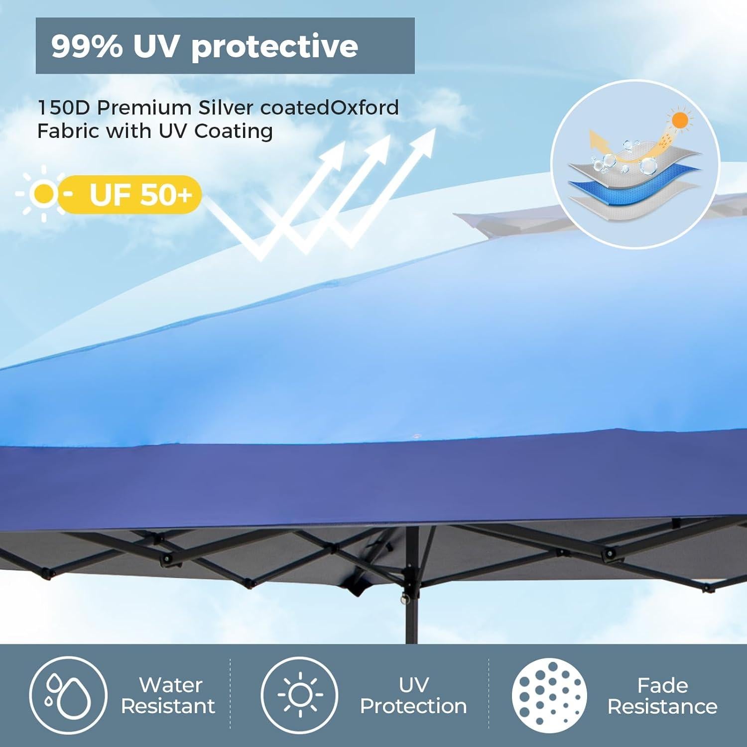 Tienda de Dosel Pop Up 3x3 m GREEN PARTY Azul con Protección UV