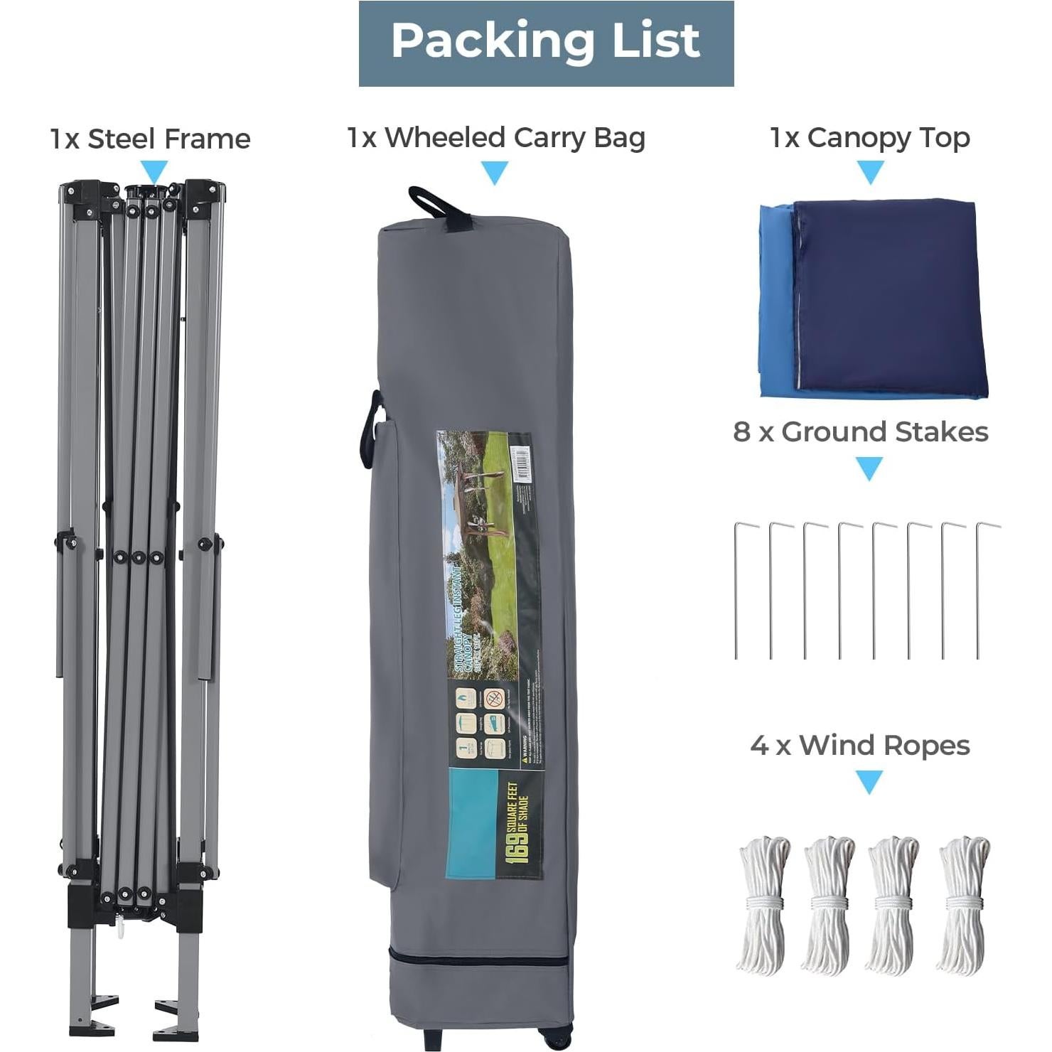 Tienda de Dosel Pop Up 3x3 m GREEN PARTY Azul con Protección UV