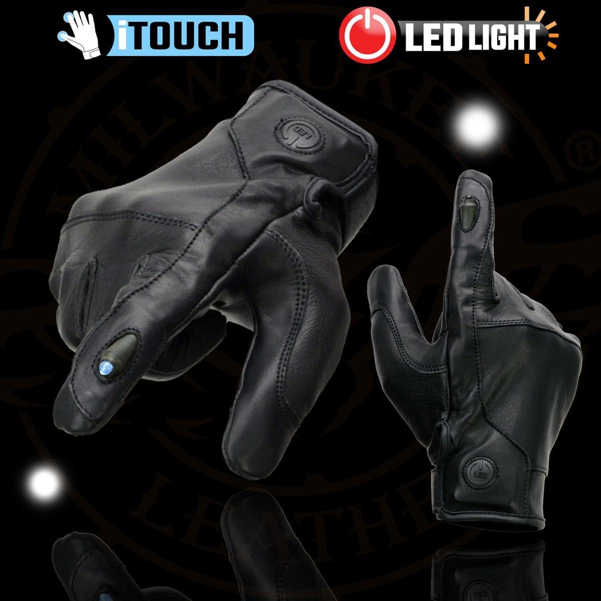 Guantes de moto Milwaukee Leather MG7599 con LED y i-Touch