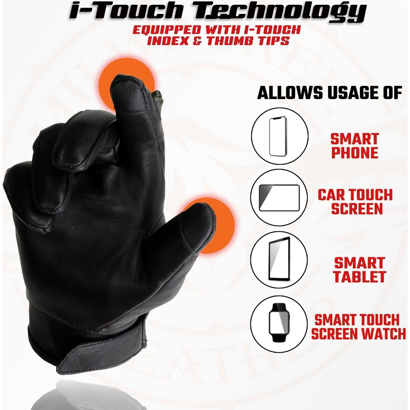 Guantes de moto Milwaukee Leather MG7599 con LED y i-Touch