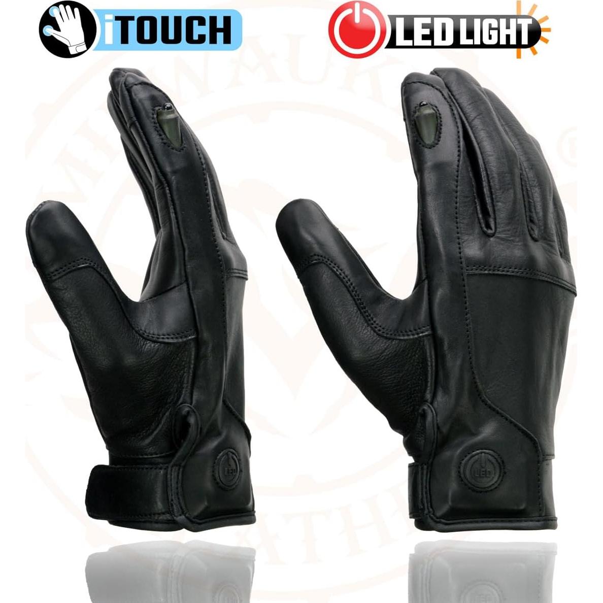 Guantes de moto Milwaukee Leather MG7599 con LED y i-Touch