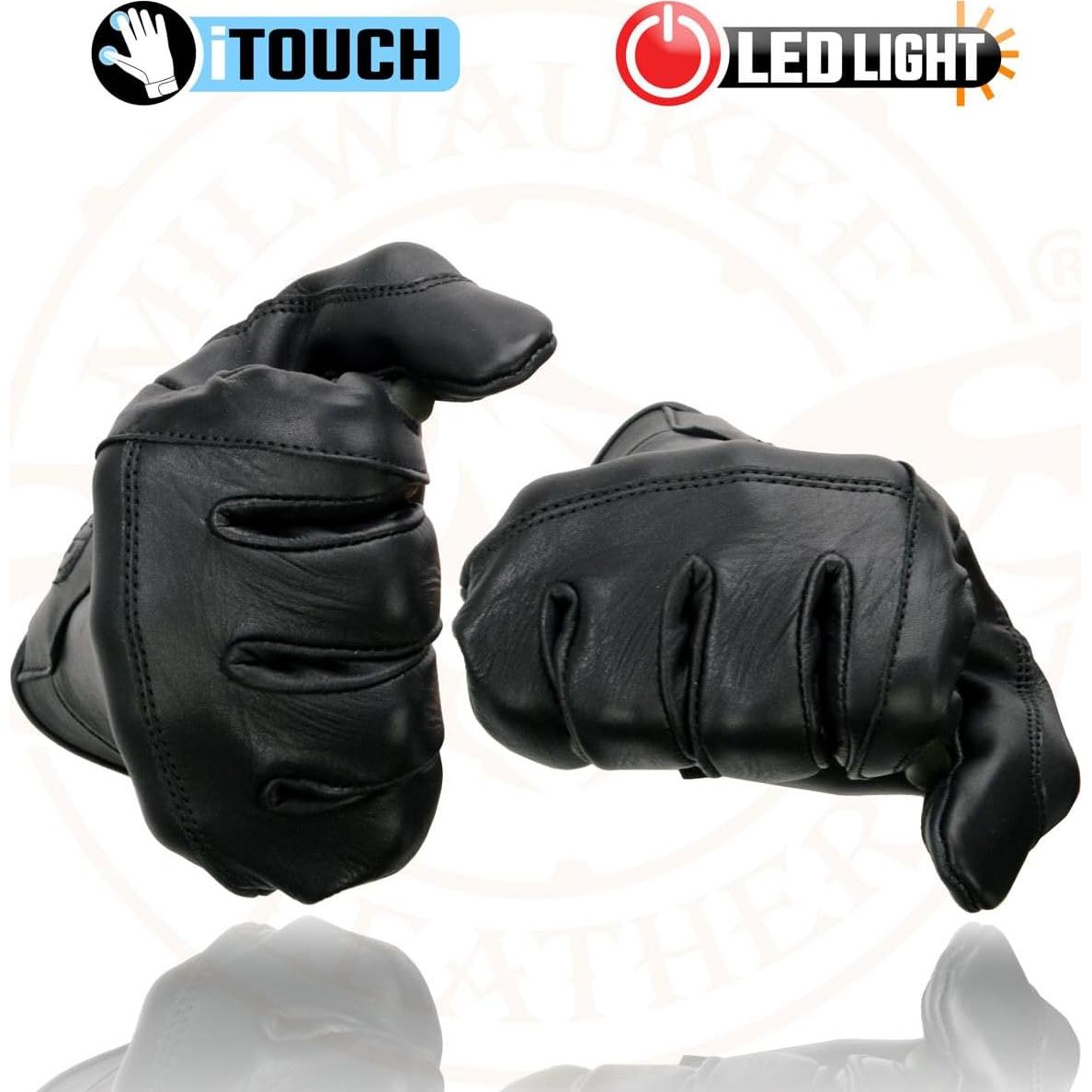 Guantes de moto Milwaukee Leather MG7599 con LED y i-Touch