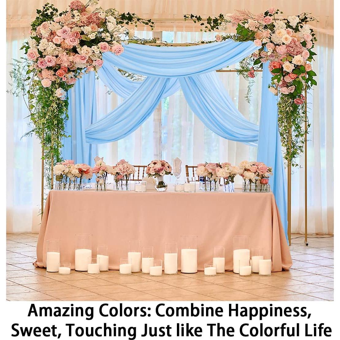 Cortinas de Chiffon Azul Bebé ShinyBeauty 2 Paneles 0.73m x 6.1m