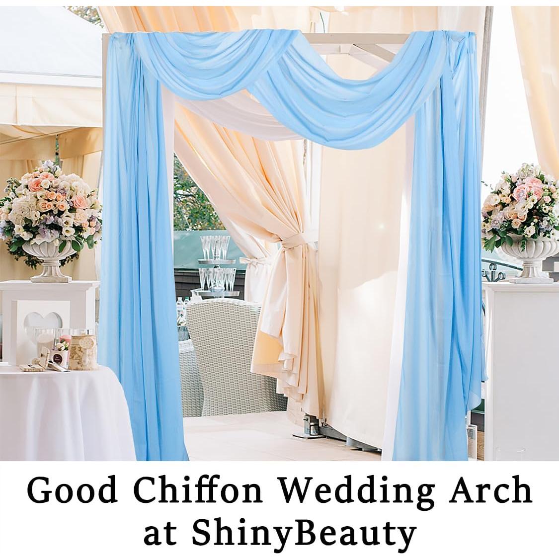 Cortinas de Chiffon Azul Bebé ShinyBeauty 2 Paneles 0.73m x 6.1m