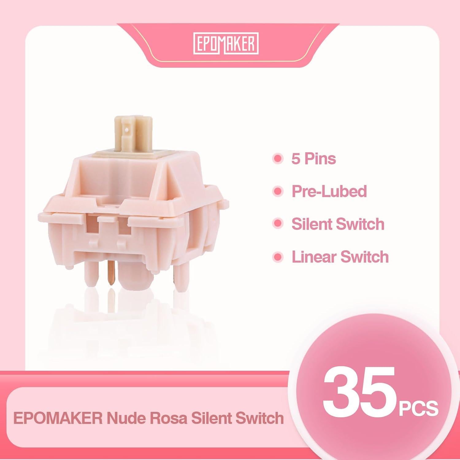 Interruptores de Teclado EPOMAKER Nude Rosa 40gf Silenciosos 35 PCS
