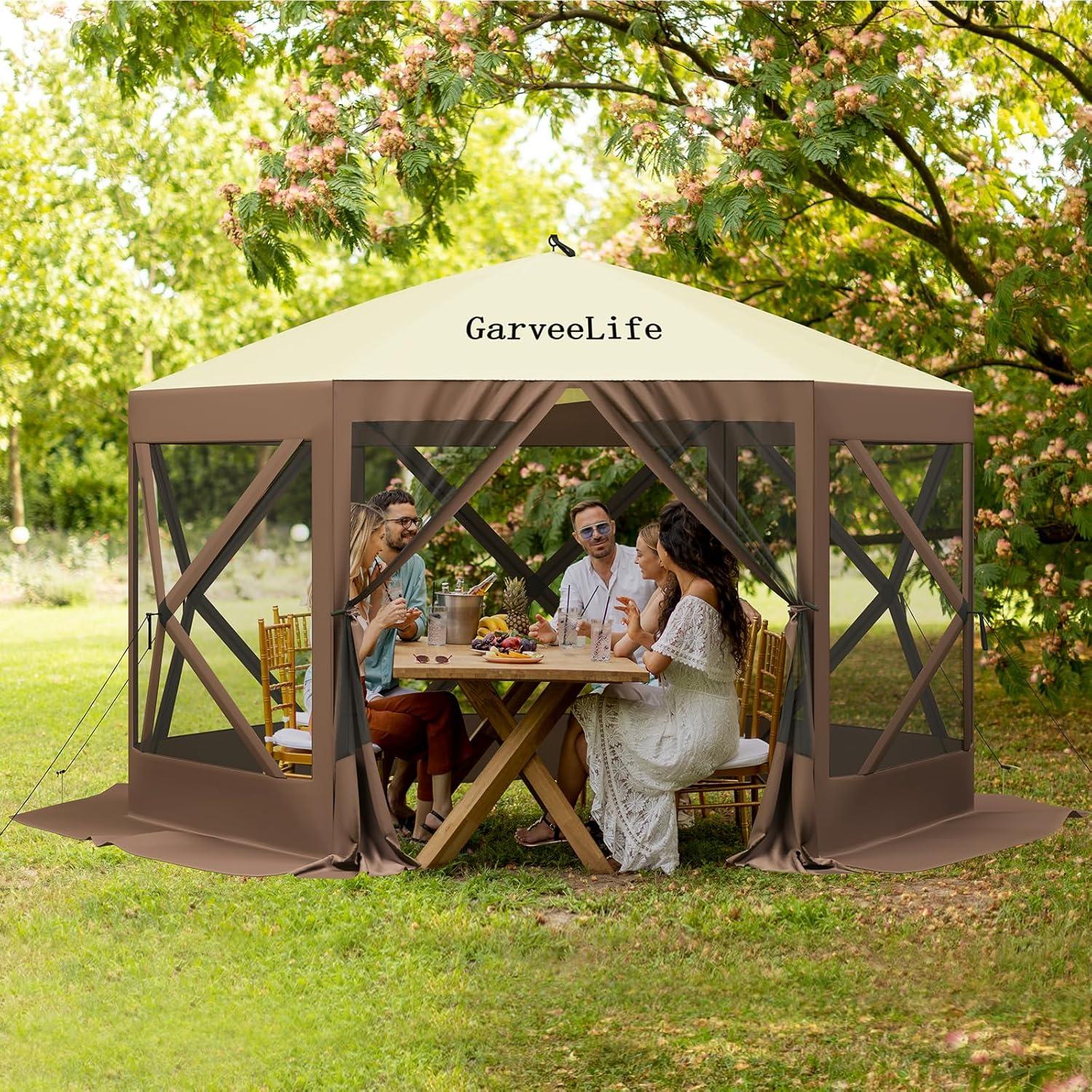 Gazebo Plegable GarveeLife 3.05x3.05m Impermeable con Mosquitera
