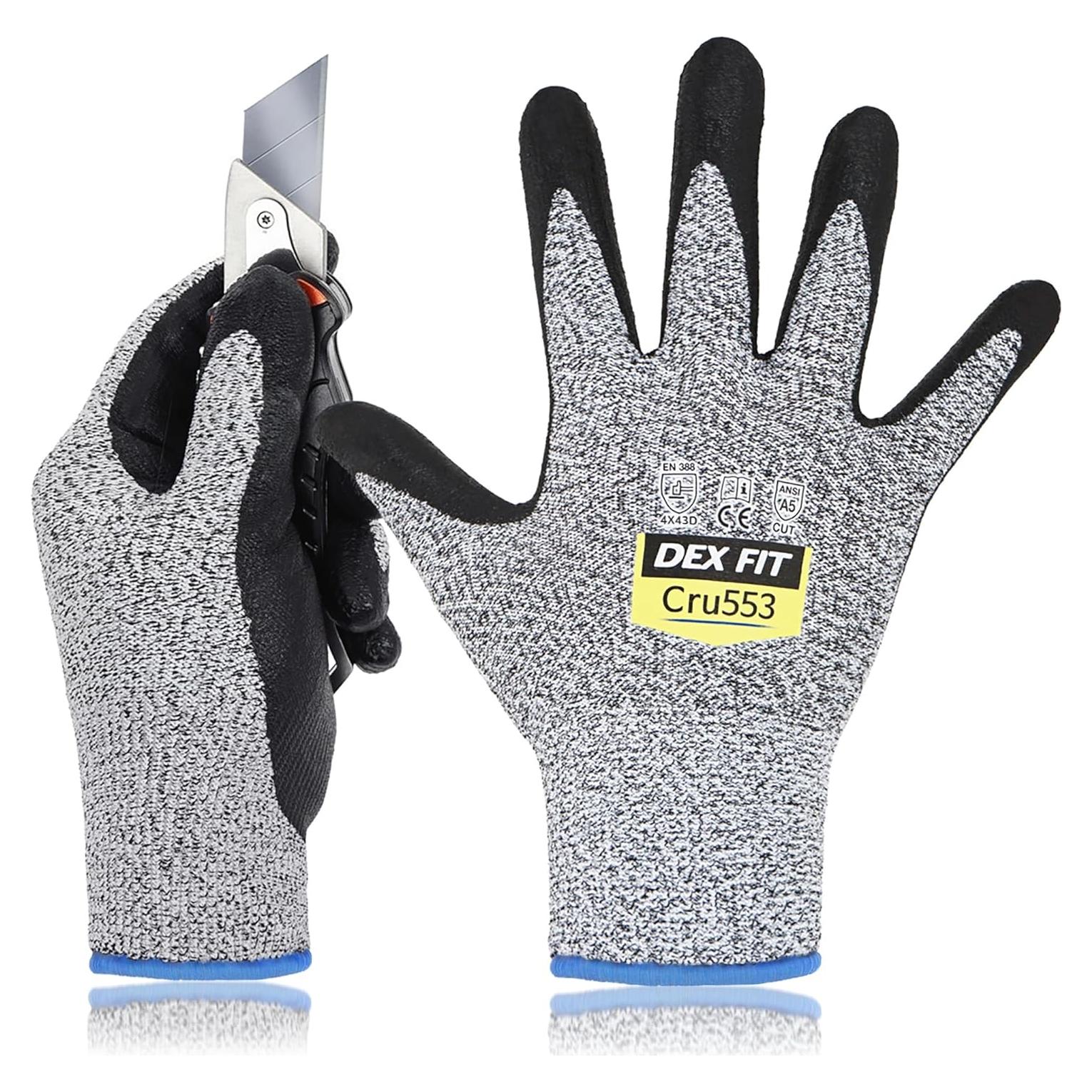Guantes Resistentes a Cortes DEX FIT Cru553 - Ajuste 3D, Gris L