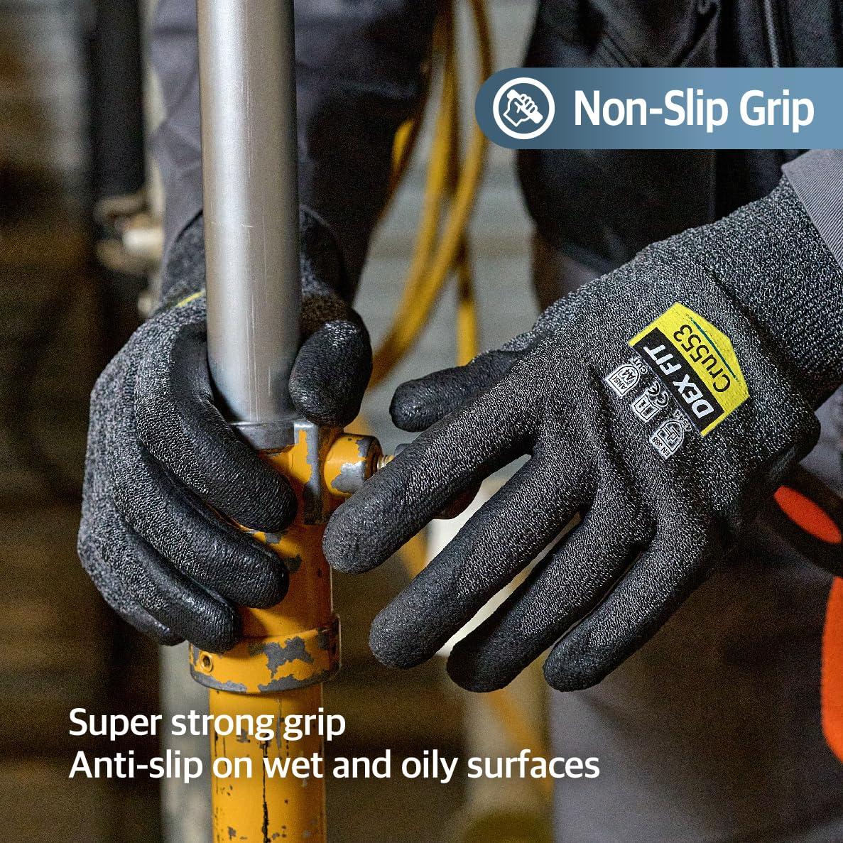 Guantes Resistentes a Cortes DEX FIT Cru553 - Ajuste 3D, Gris L