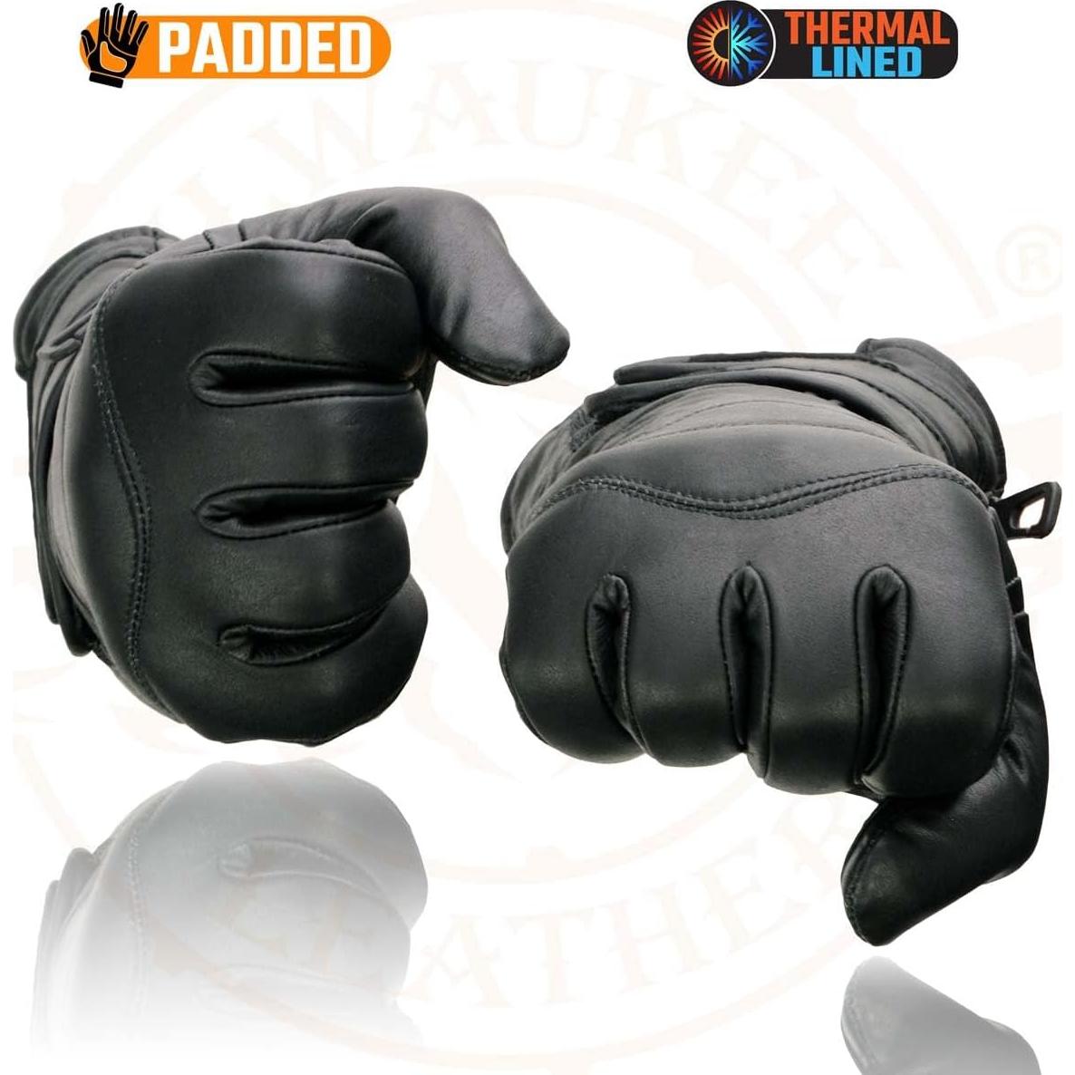 Guantes de motocicleta Milwaukee Leather SH233 de cuero negro
